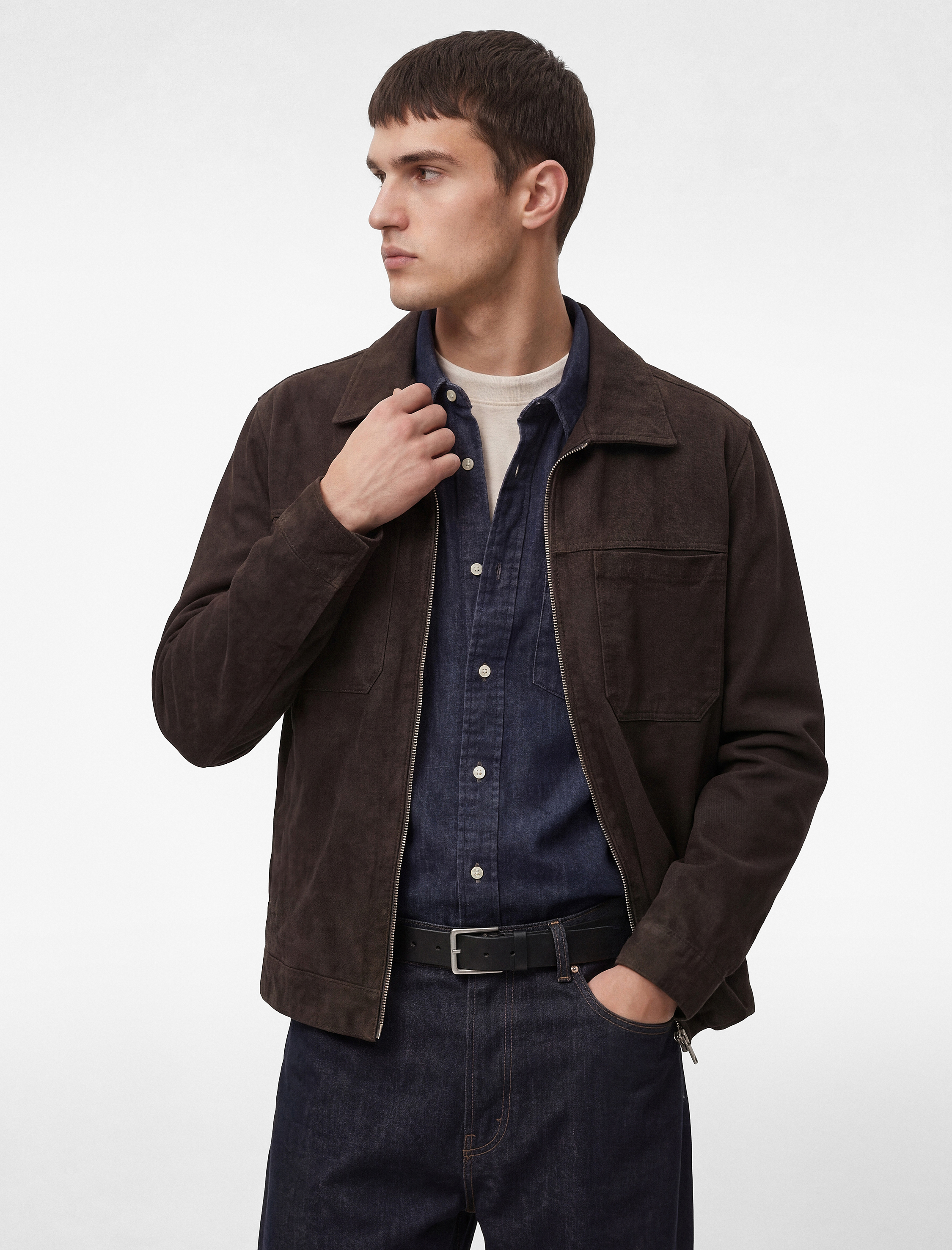   Regular Fit Uzun Kollu Cep Detaylı Fermuarlı Gömlek Ceket