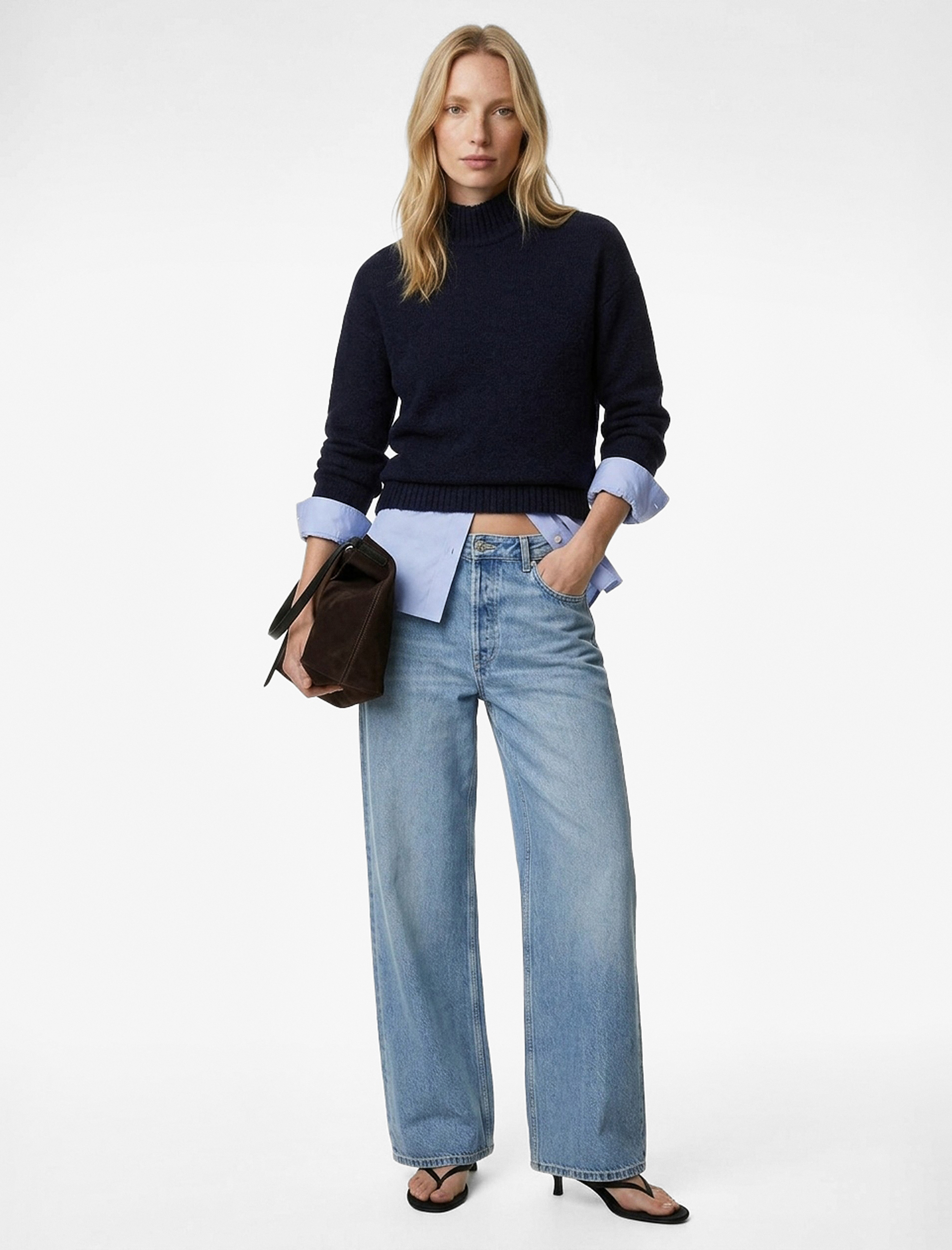   Dik Yaka Uzun Kollu Oversize Triko Kazak