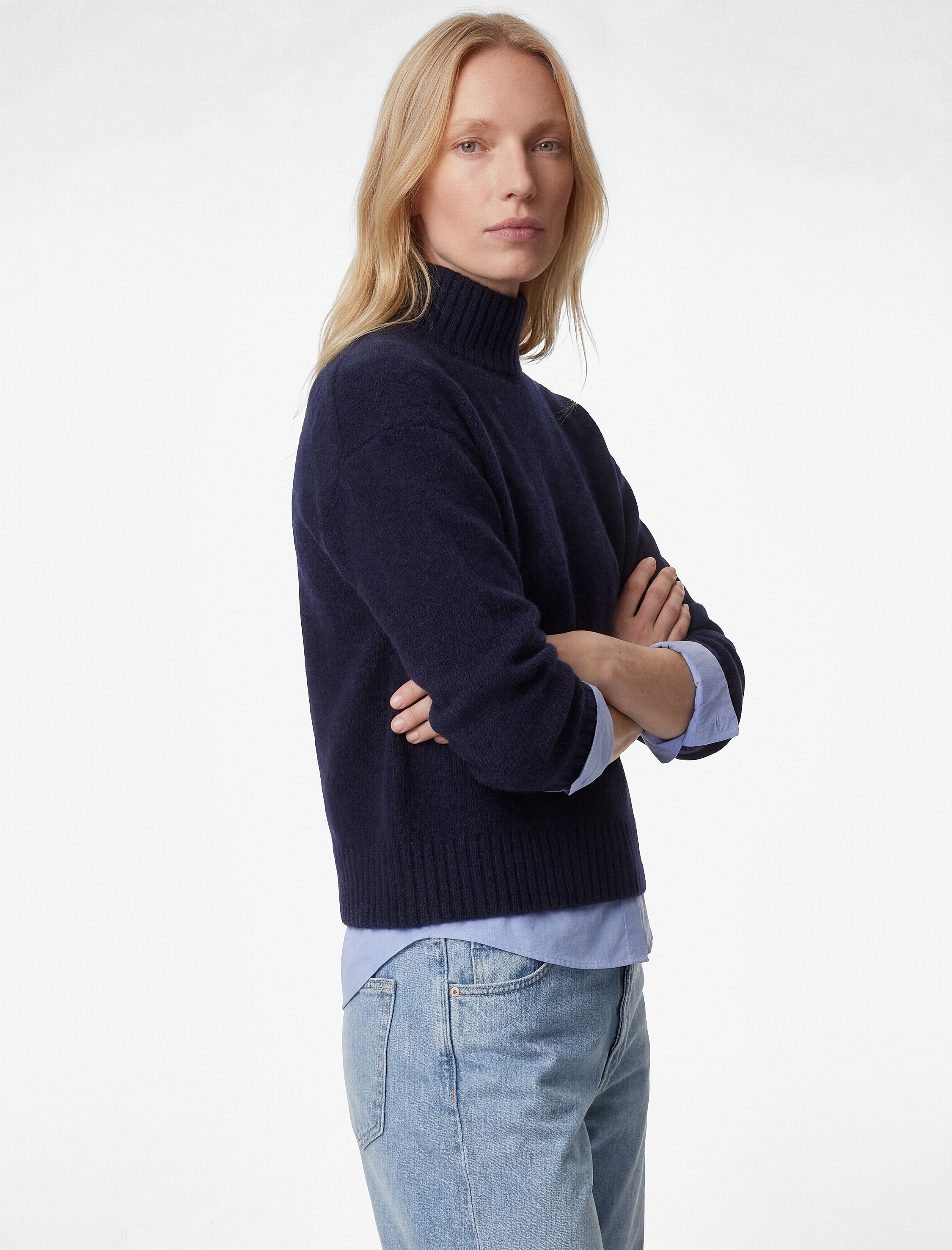   Dik Yaka Uzun Kollu Oversize Triko Kazak