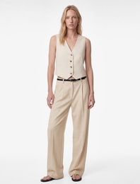 Düğmeli Viskon Karışımlı Kolsuz V Yaka Yelek