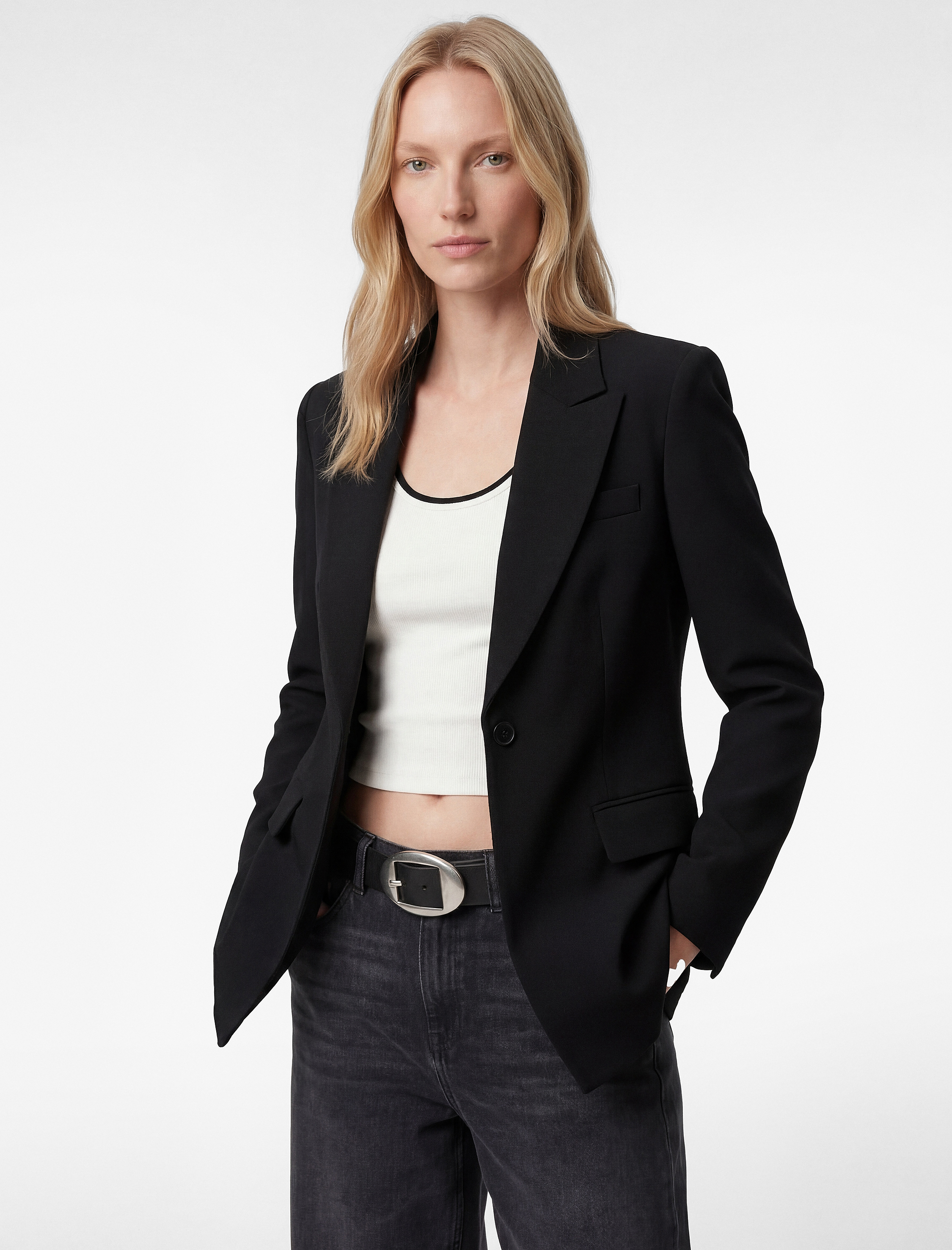   Geniş Yaka Düğmeli Slim Fit Peplum Blazer Ceket