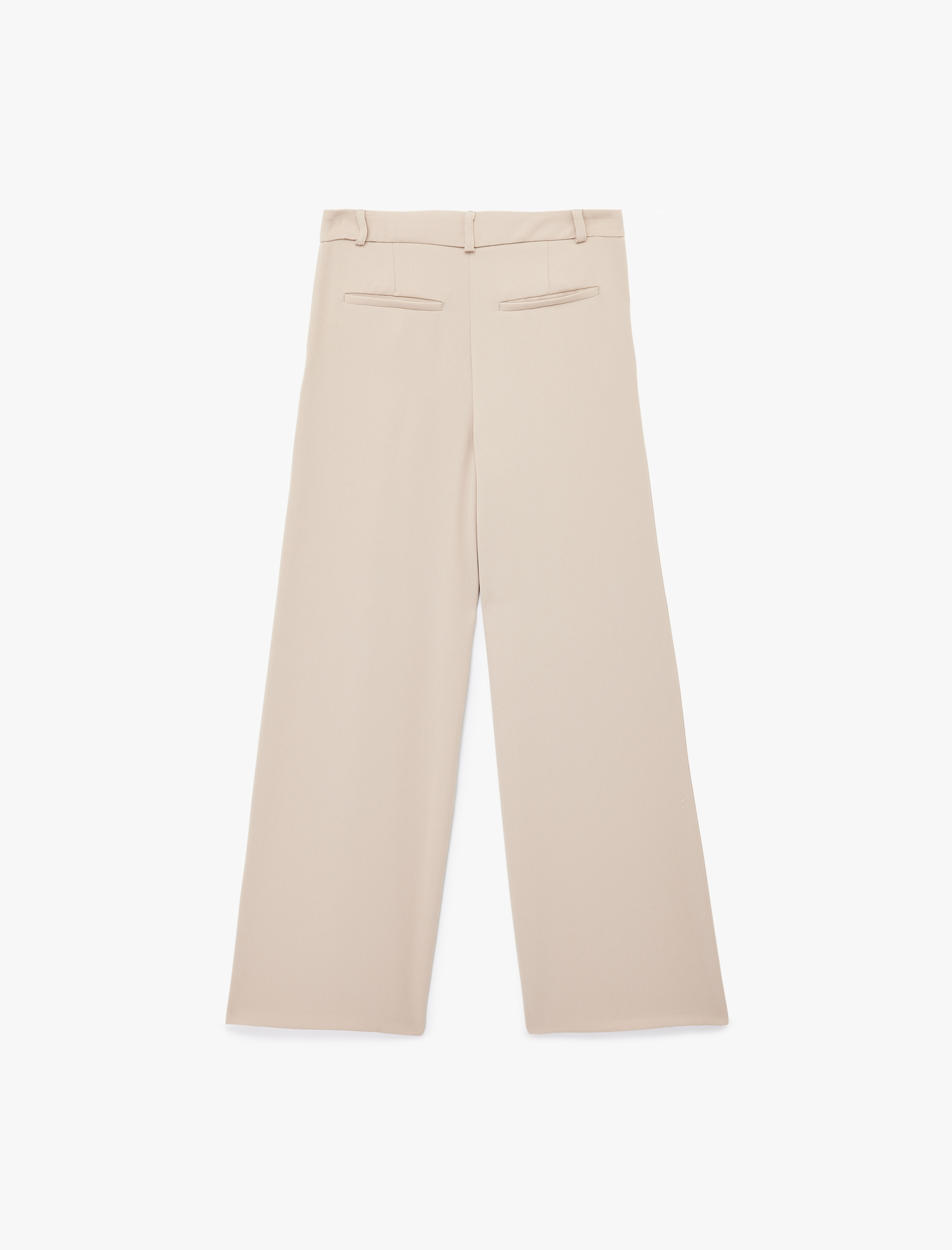   Krep Kumaş Pile Detaylı Cepli Yüksek Bel Palazzo Pantolon