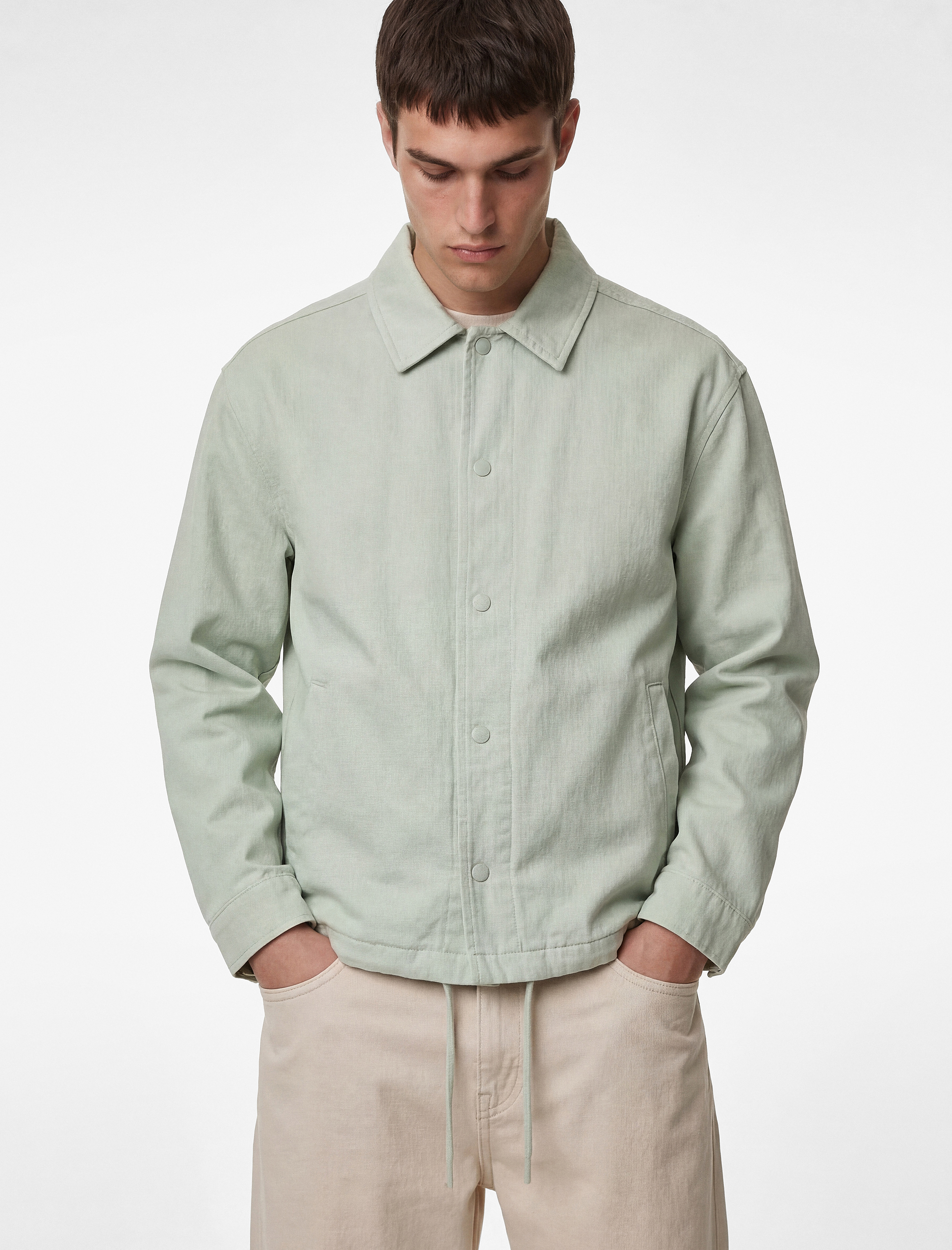   Pamuklu Cepli Uzun Kollu Gömlek Yaka Jean Ceket