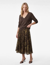 Rahat Kalıp Batik Desenli Midi Kloş Etek