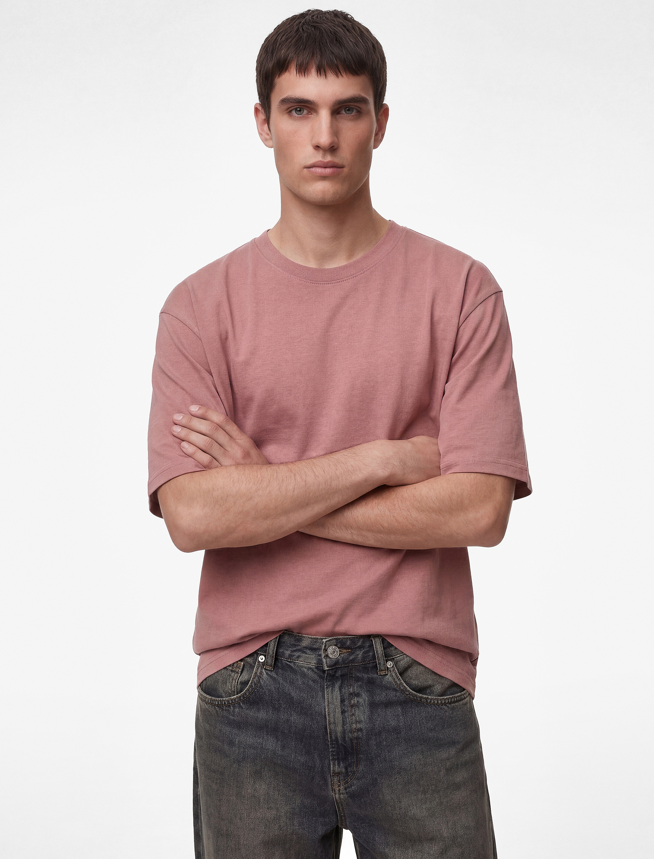   Regular Fit Kısa Kollu Bisiklet Yaka Pamuklu Basic Tişört