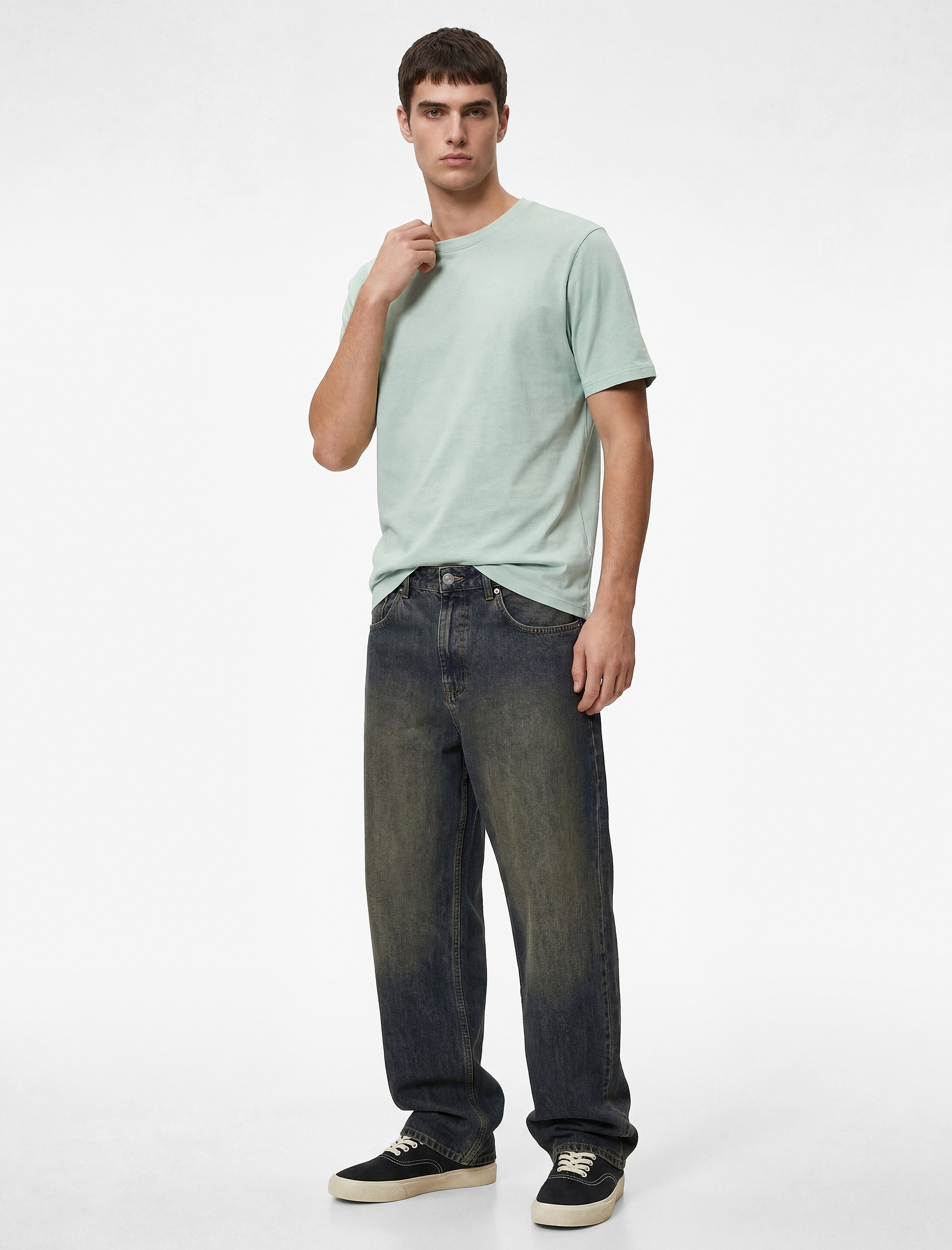   Regular Fit Kısa Kollu Bisiklet Yaka Pamuklu Basic Tişört