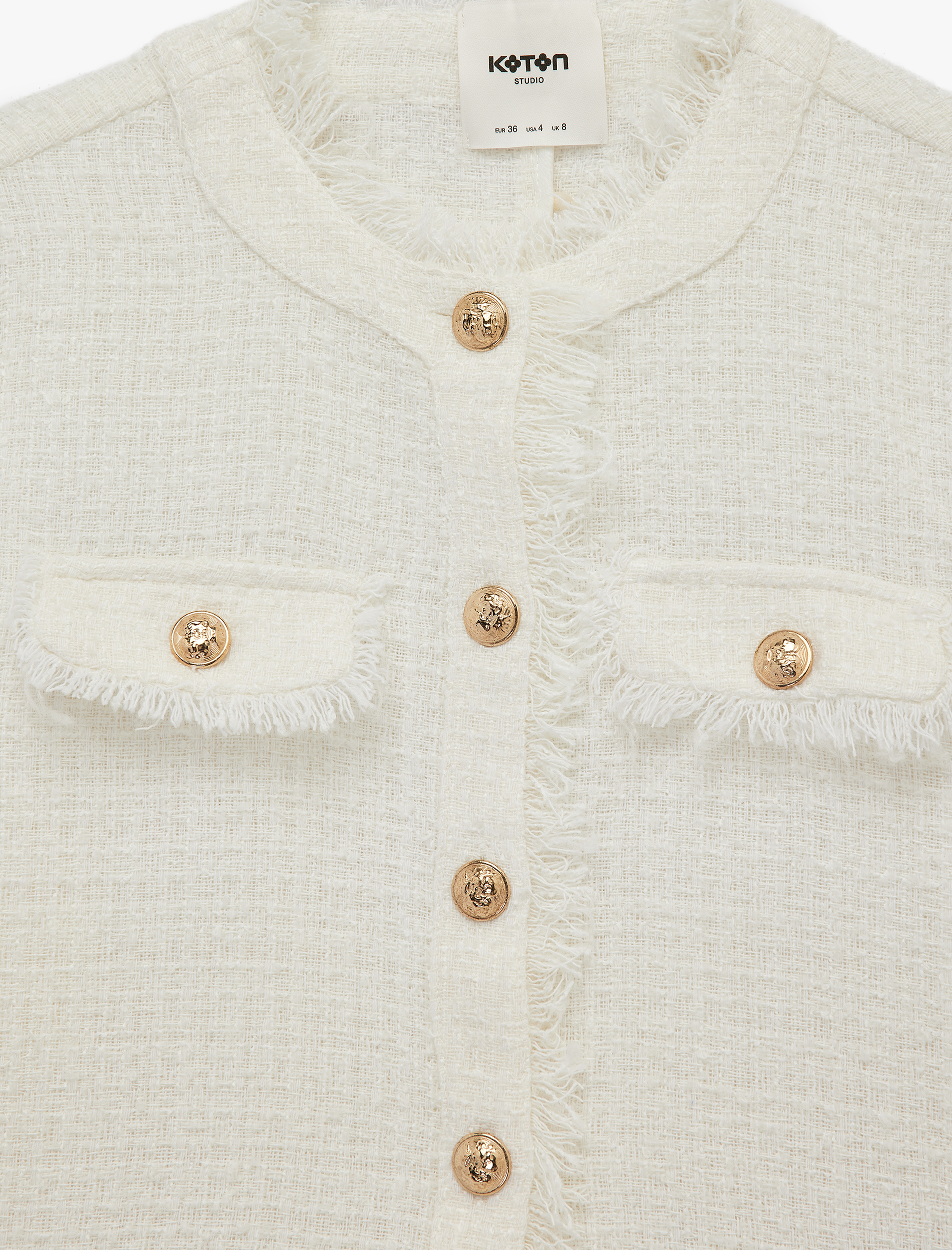   Metal Aksesuarlı Uzun Kollu Bisiklet Yaka Tüvit Ceket