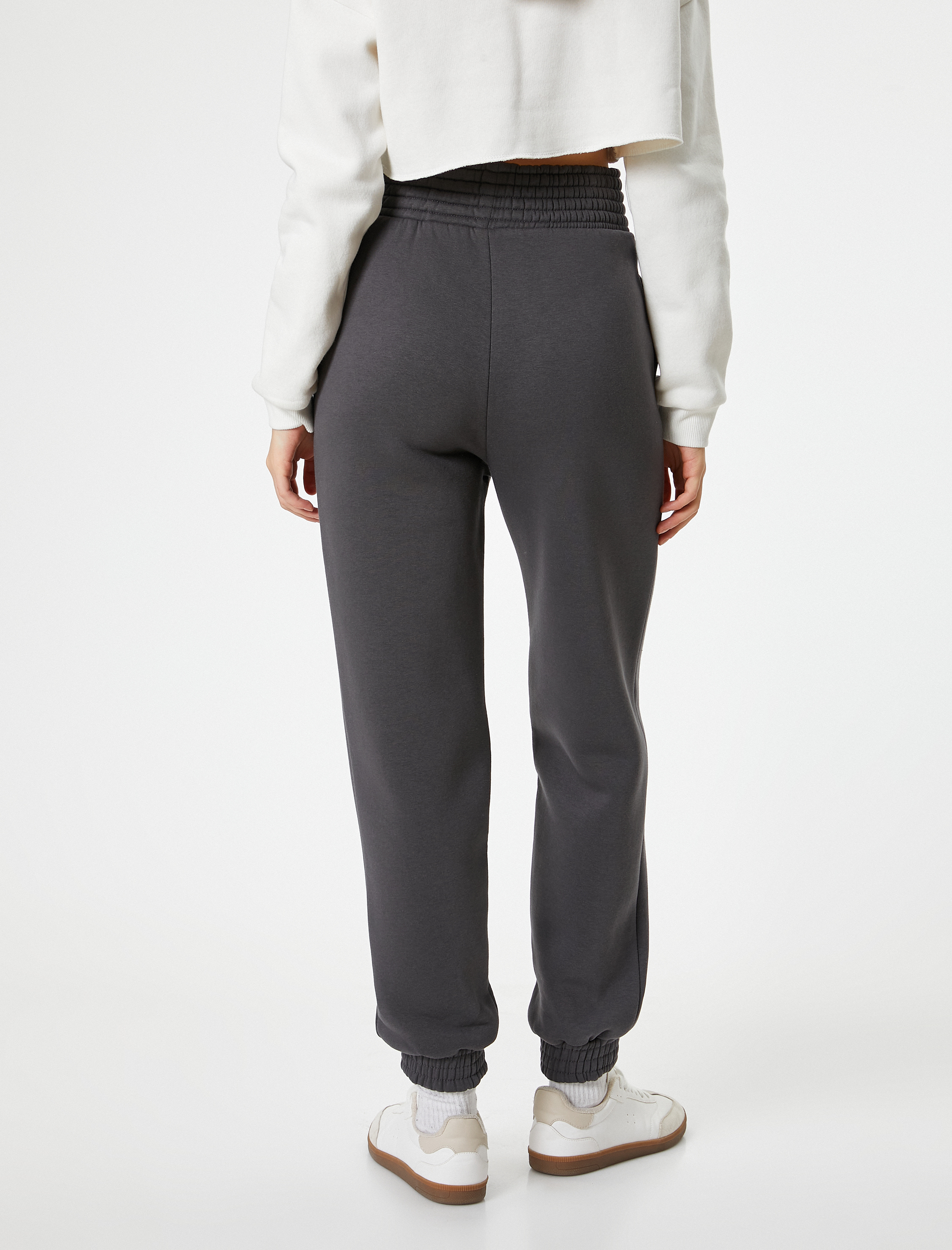   Şardonlu Jogger Eşofman Altı Yüksek Bel Cepli Rahat Kalıp