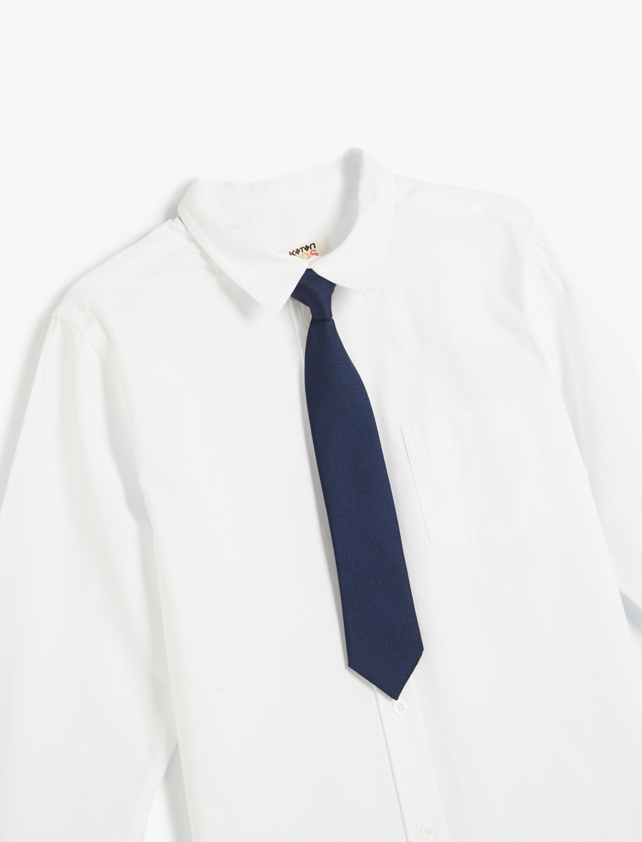  Erkek Çocuk Klasik Yaka Uzun Kollu Kravat Detaylı Gömlek