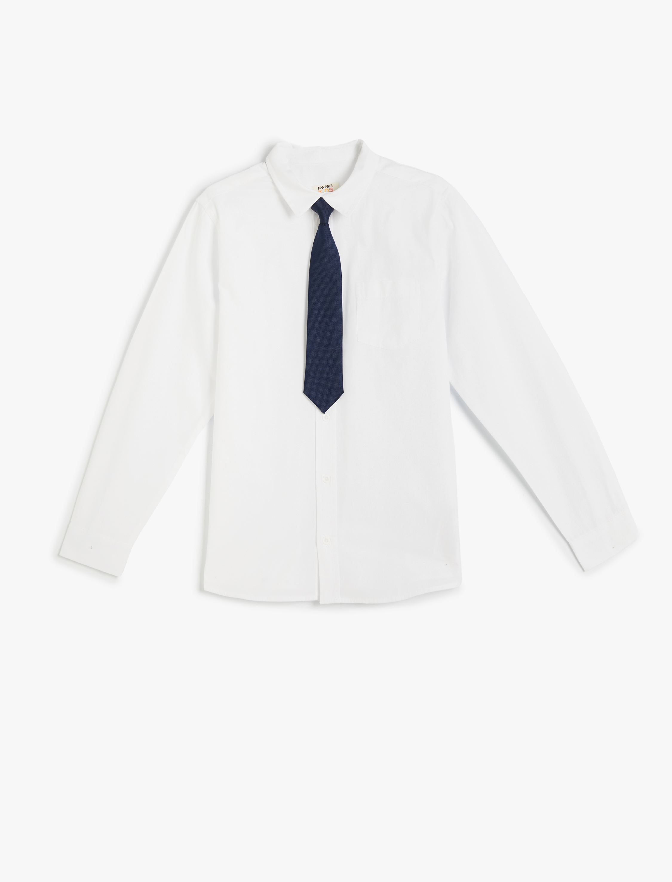  Erkek Çocuk Klasik Yaka Uzun Kollu Kravat Detaylı Gömlek