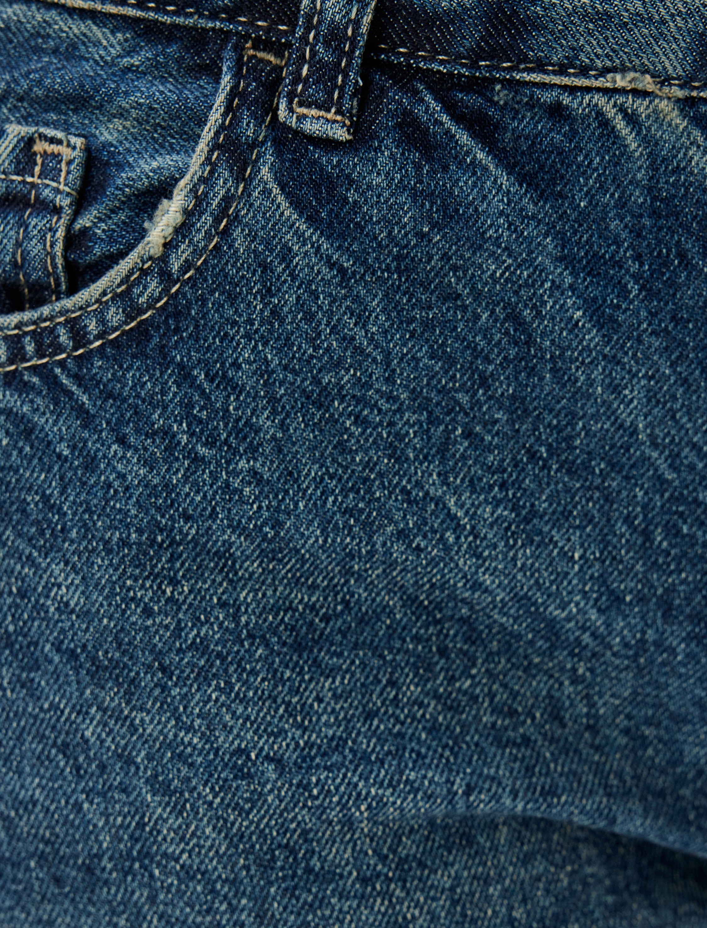   Düz Paça Kot Pantolon Düğmeli - Straight Jeans