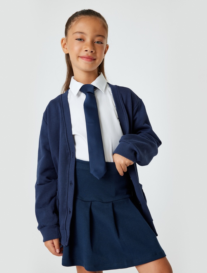 Kız Çocuk Pamuklu Basic Pileli Etek