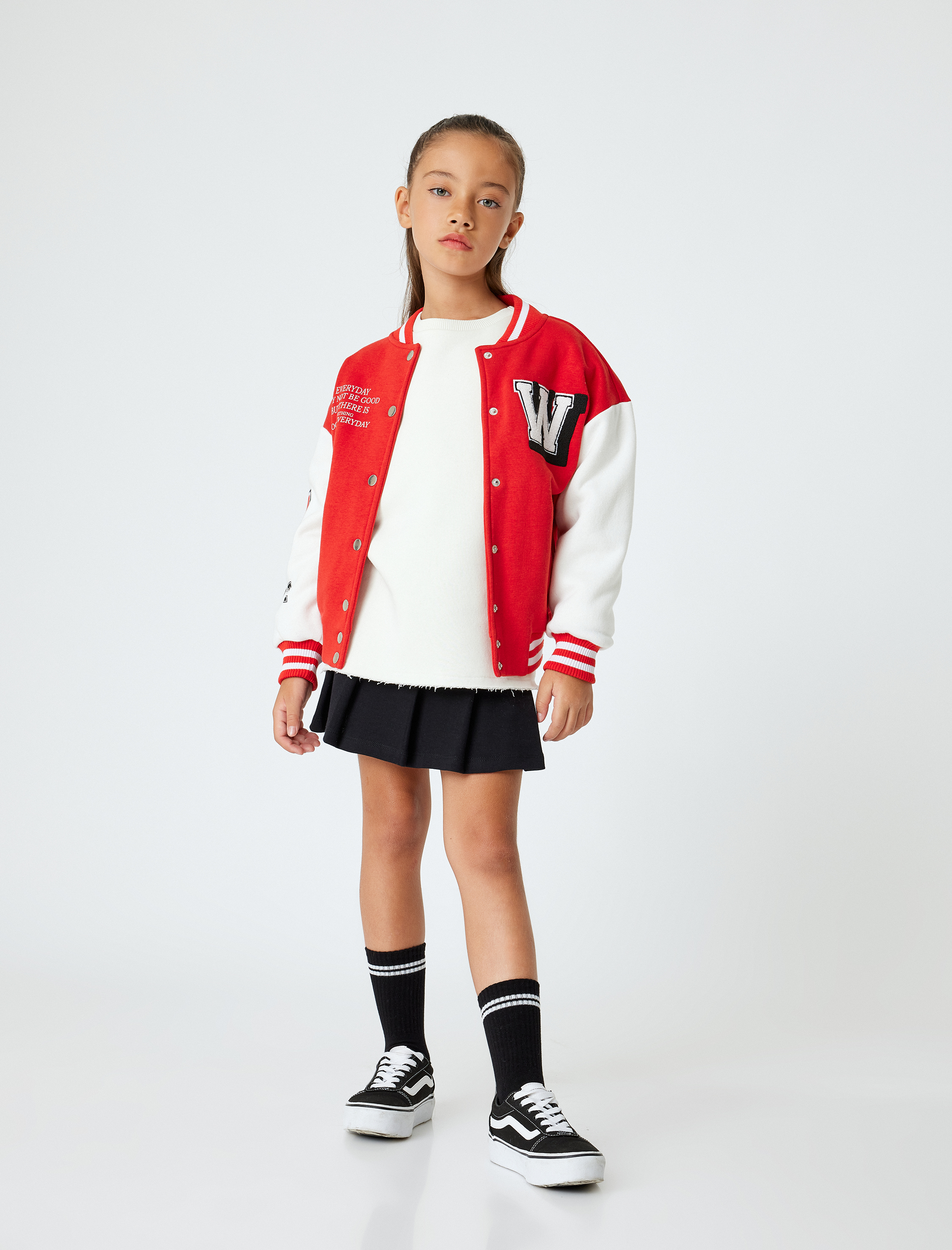  Kız Çocuk Pamuklu Basic Pileli Etek