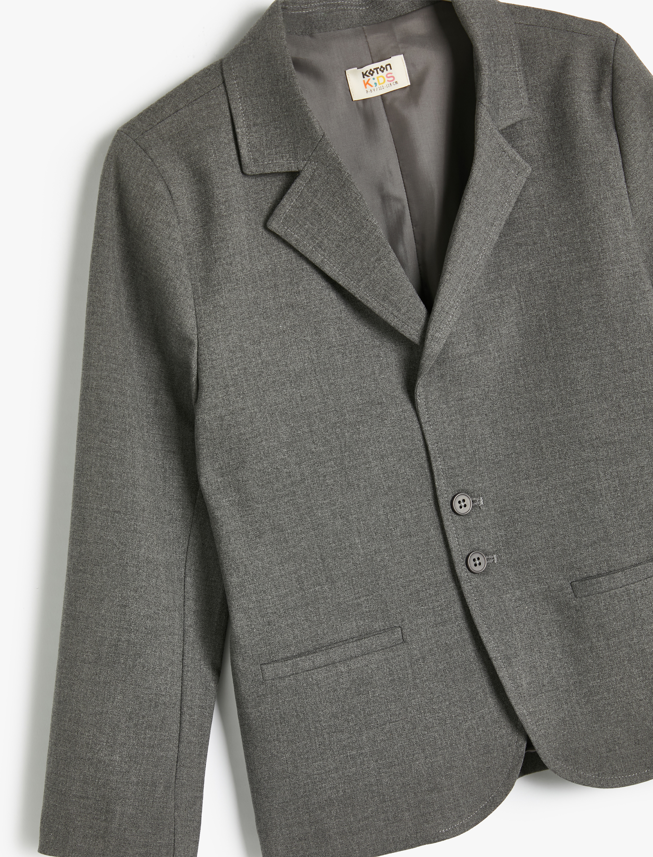  Erkek Çocuk Klasik Yaka Cep Detaylı Uzun Kollu Düğmeli Blazer Okul Ceketi