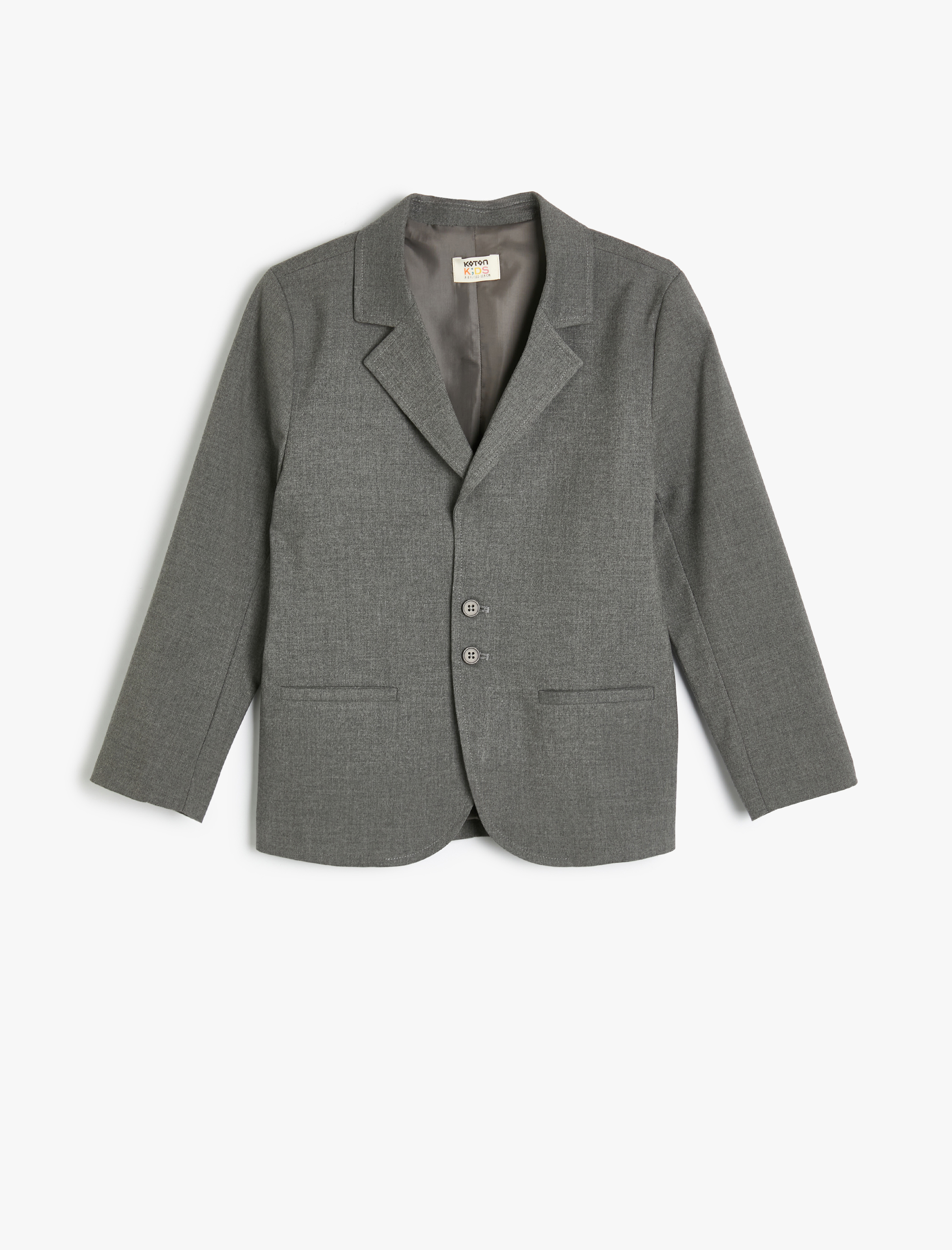  Erkek Çocuk Klasik Yaka Cep Detaylı Uzun Kollu Düğmeli Blazer Okul Ceketi