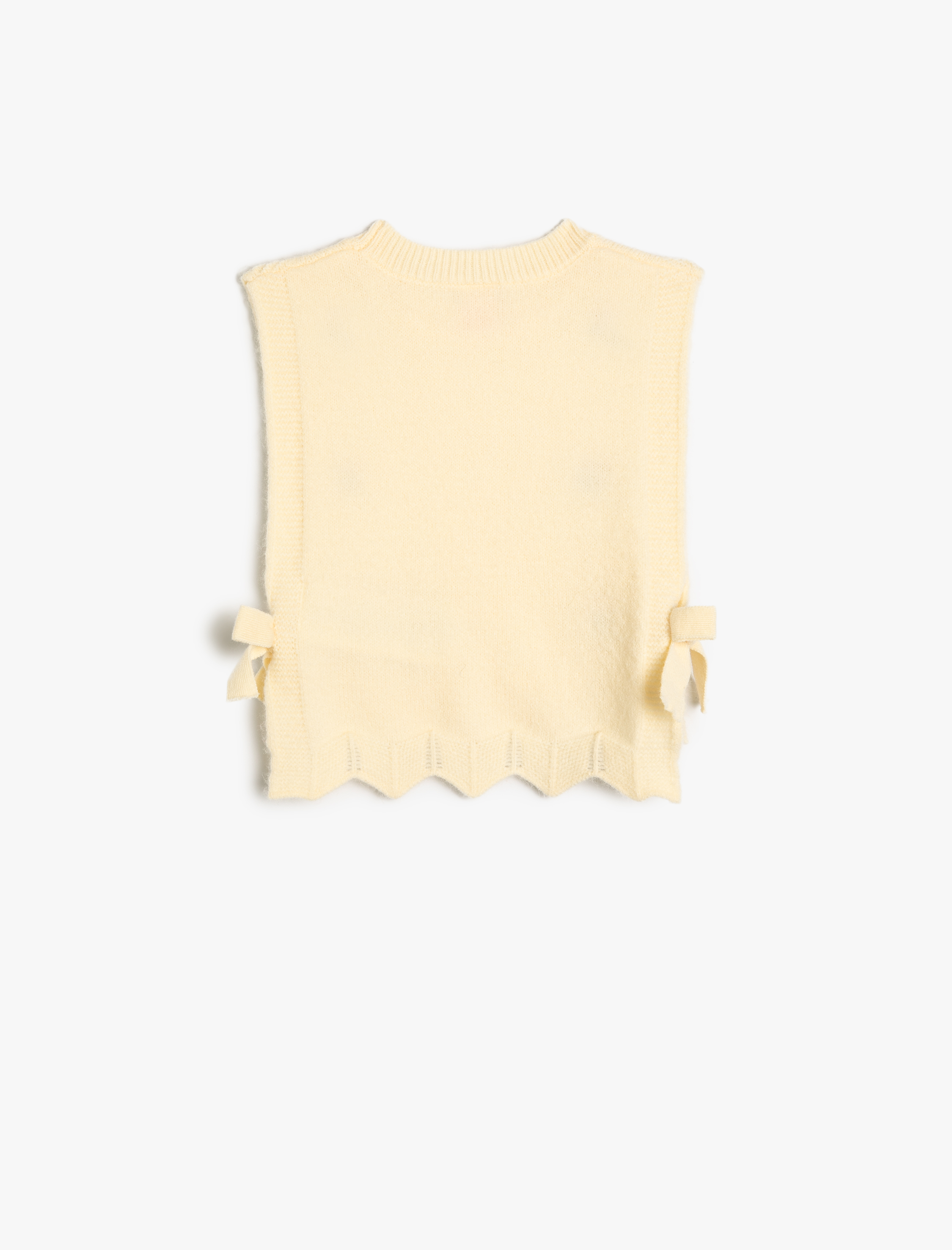  Kız Bebek Örgü Kazak Kolsuz Yanları Bağlamalı Bisiklet Yaka