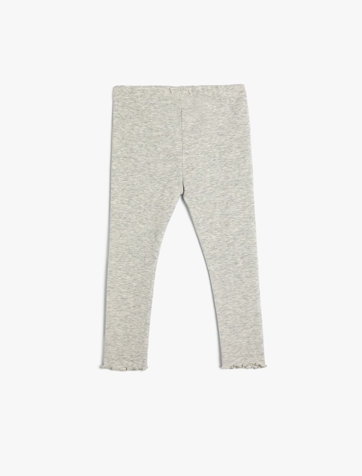 Kız Bebek Cep Detaylı Beli Lastikli Ribanalı Tayt