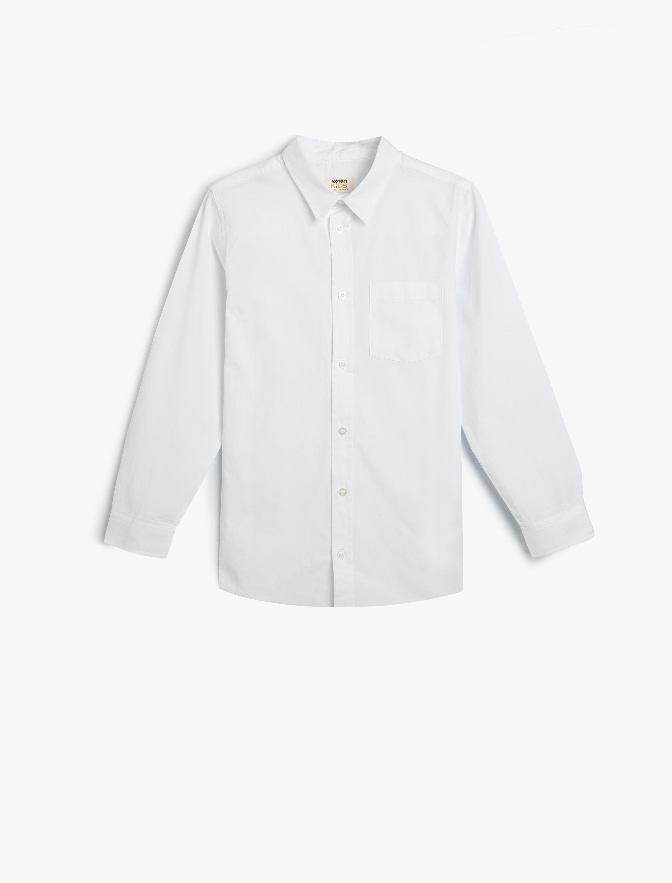  Erkek Çocuk Uzun Kollu Tek Cepli Pamuklu Basic Gömlek