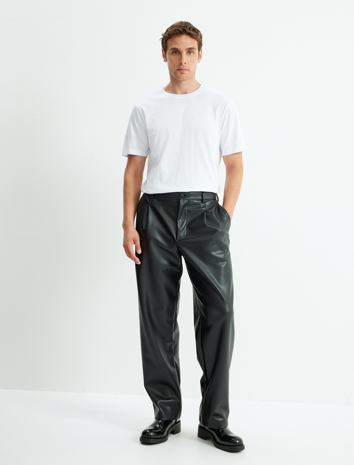  Kısa Kollu Pamuklu Bisiklet Yaka Basic Tişört