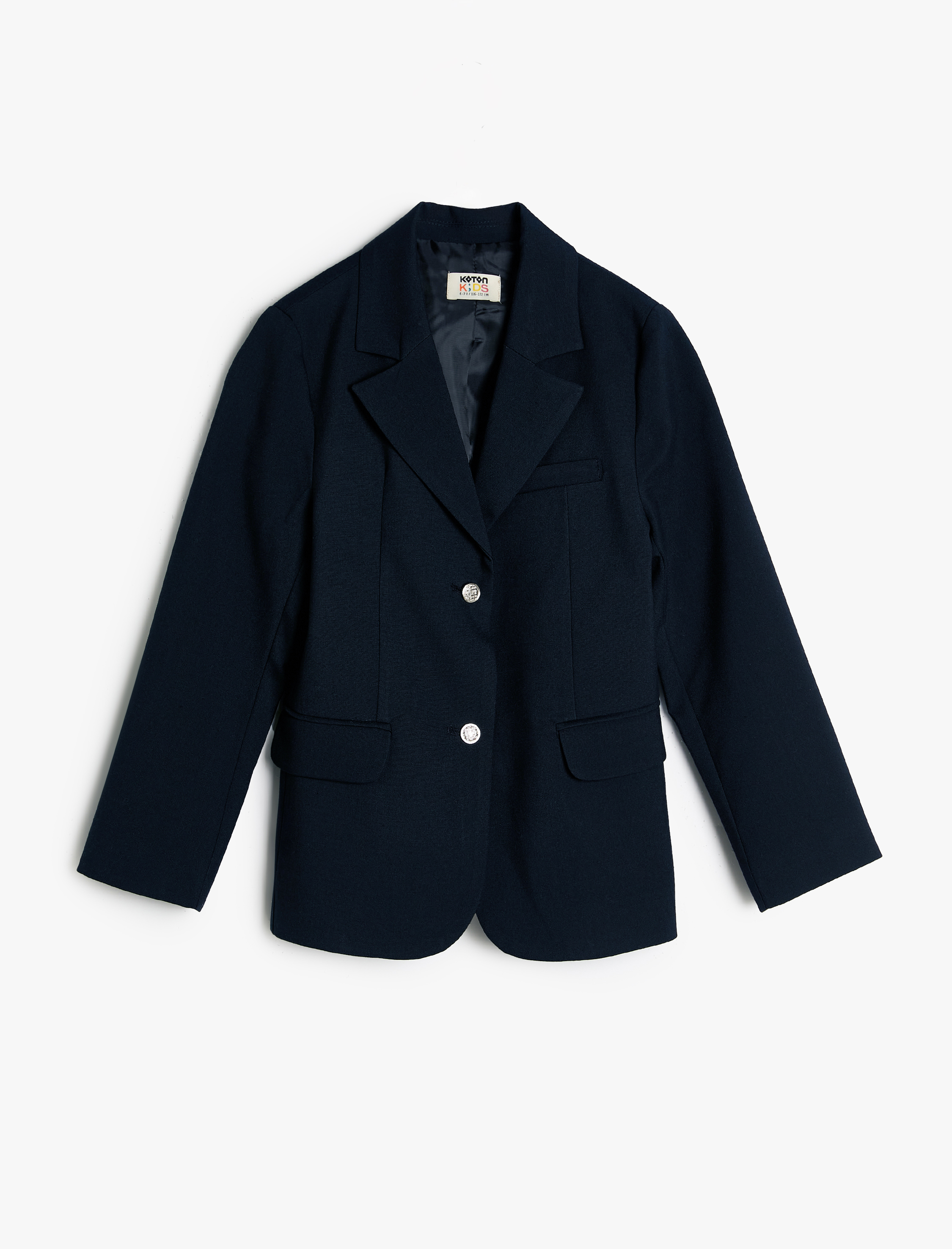  Kız Çocuk Klasik Yaka Cep Detaylı Uzun Kollu Düğmeli Blazer Okul Ceketi