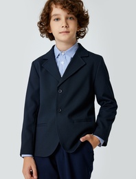 Klasik Yaka Cep Detaylı Uzun Kollu Düğmeli Blazer Okul Ceketi