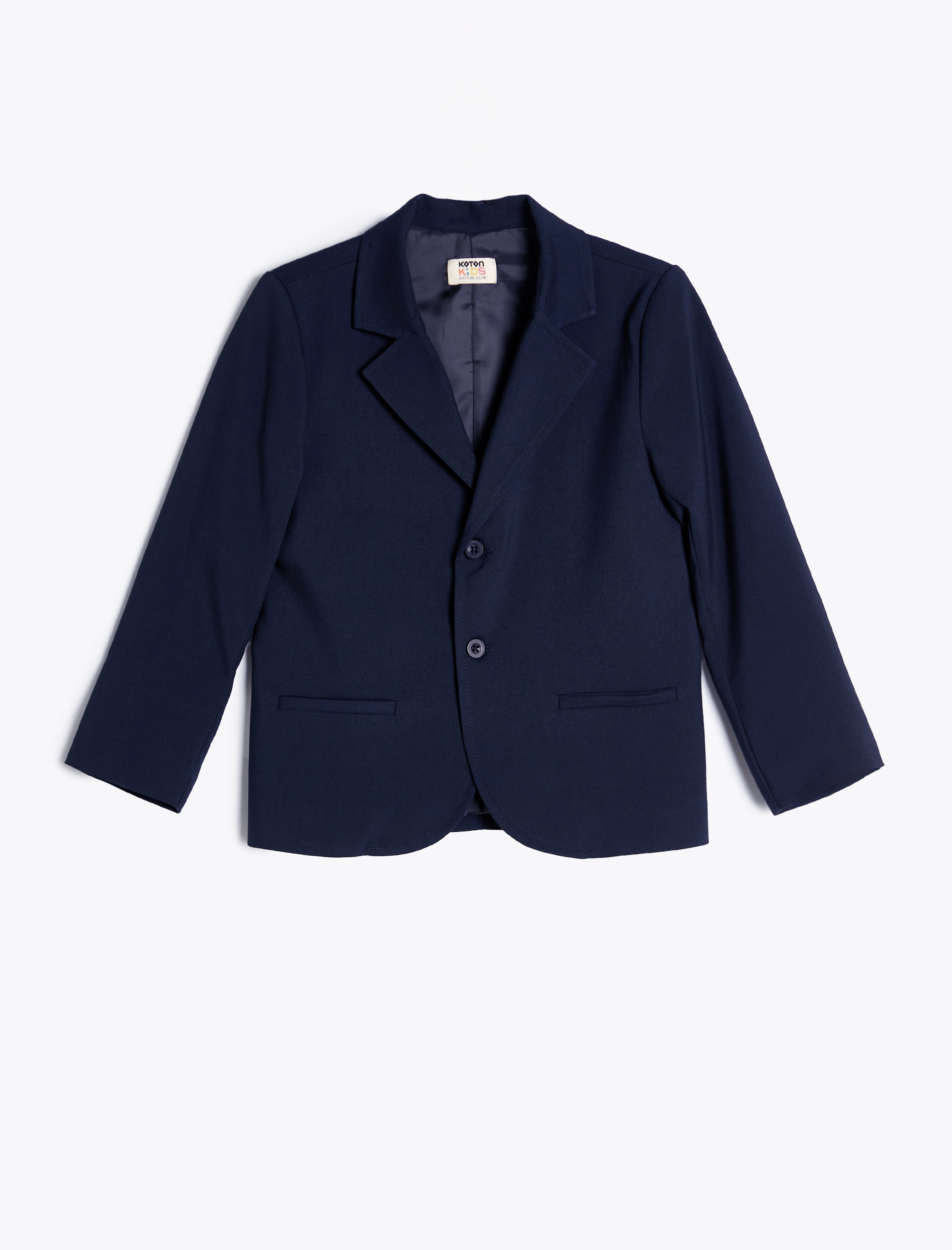  Erkek Çocuk Klasik Yaka Cep Detaylı Uzun Kollu Düğmeli Blazer Okul Ceketi
