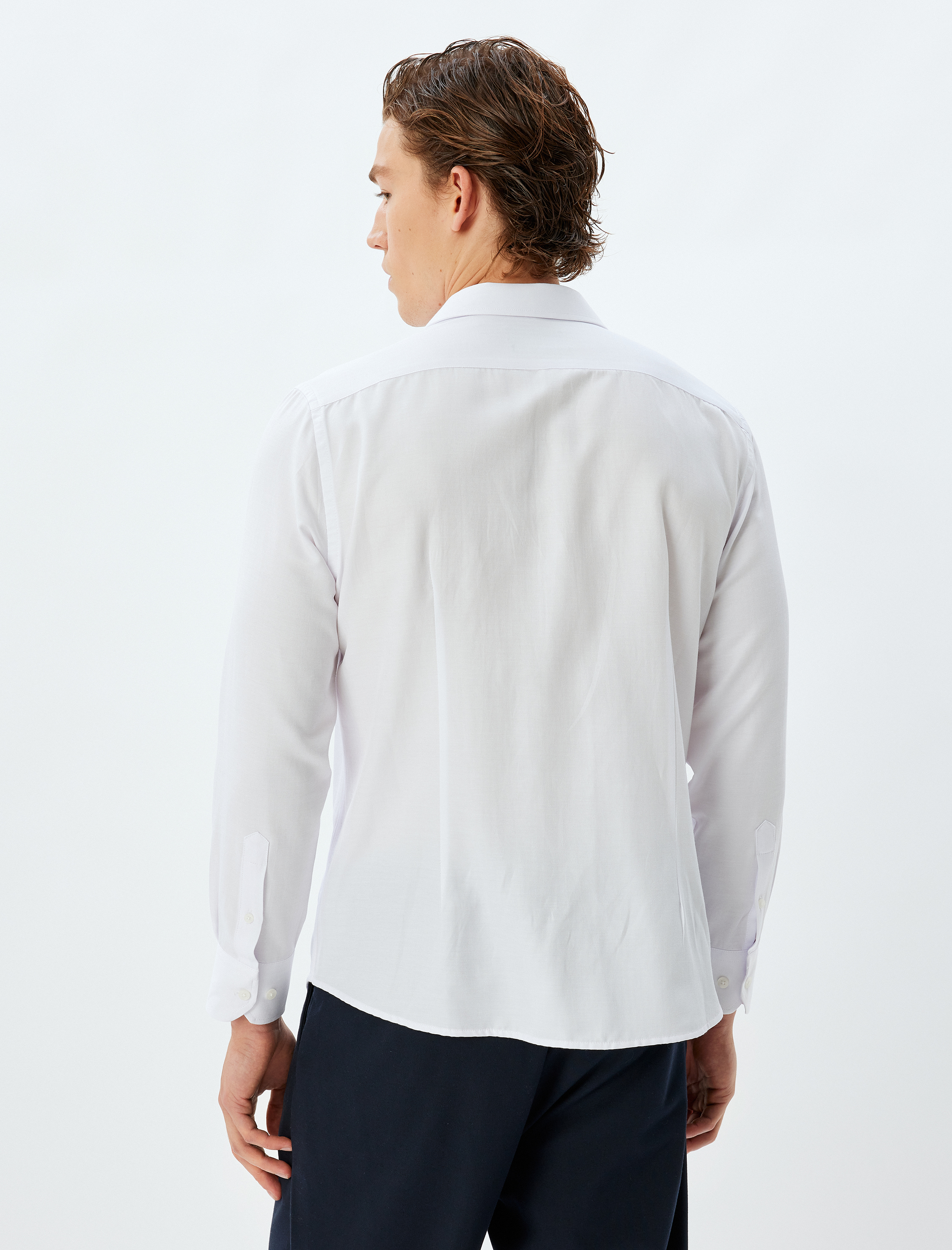   Klasik Gömlek Uzun Kollu Yarım İtalyan Yaka Pamuk Karışımlı Regular Fit