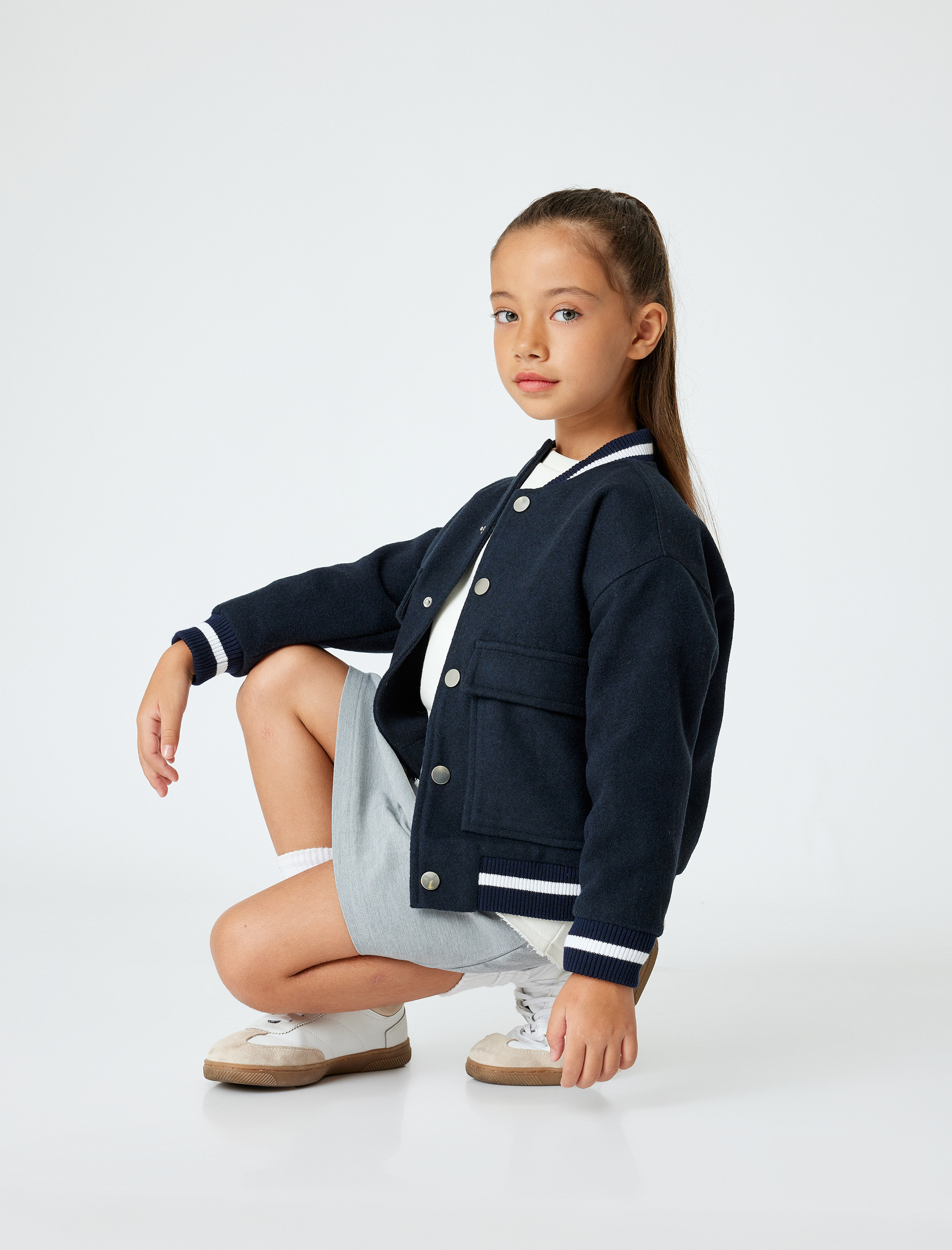  Kız Çocuk Toka Detaylı Beli Lastikli Pileli Etek