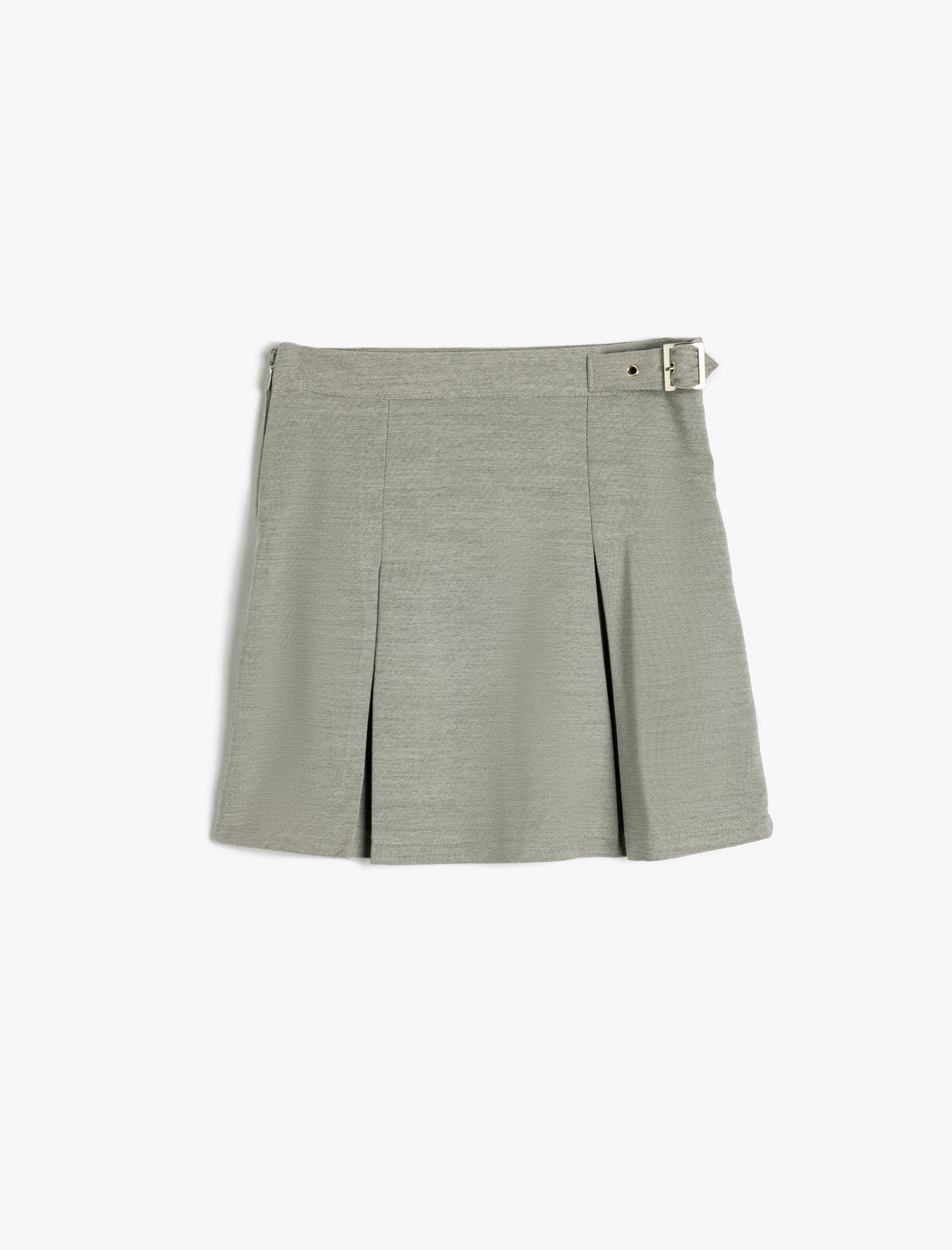  Kız Çocuk Toka Detaylı Beli Lastikli Pileli Etek