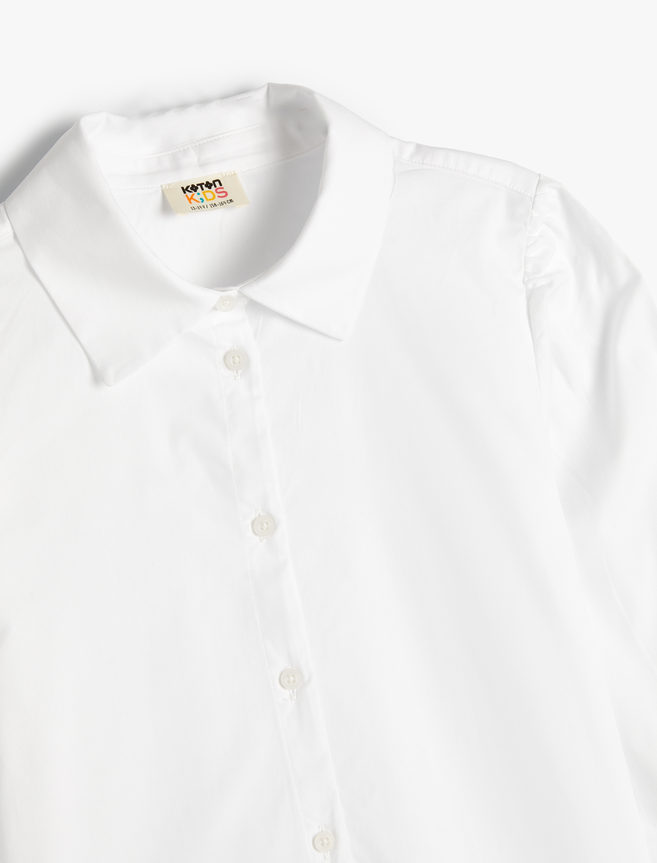  Kız Çocuk Uzun Kollu Düğme Kapamalı Basic Gömlek