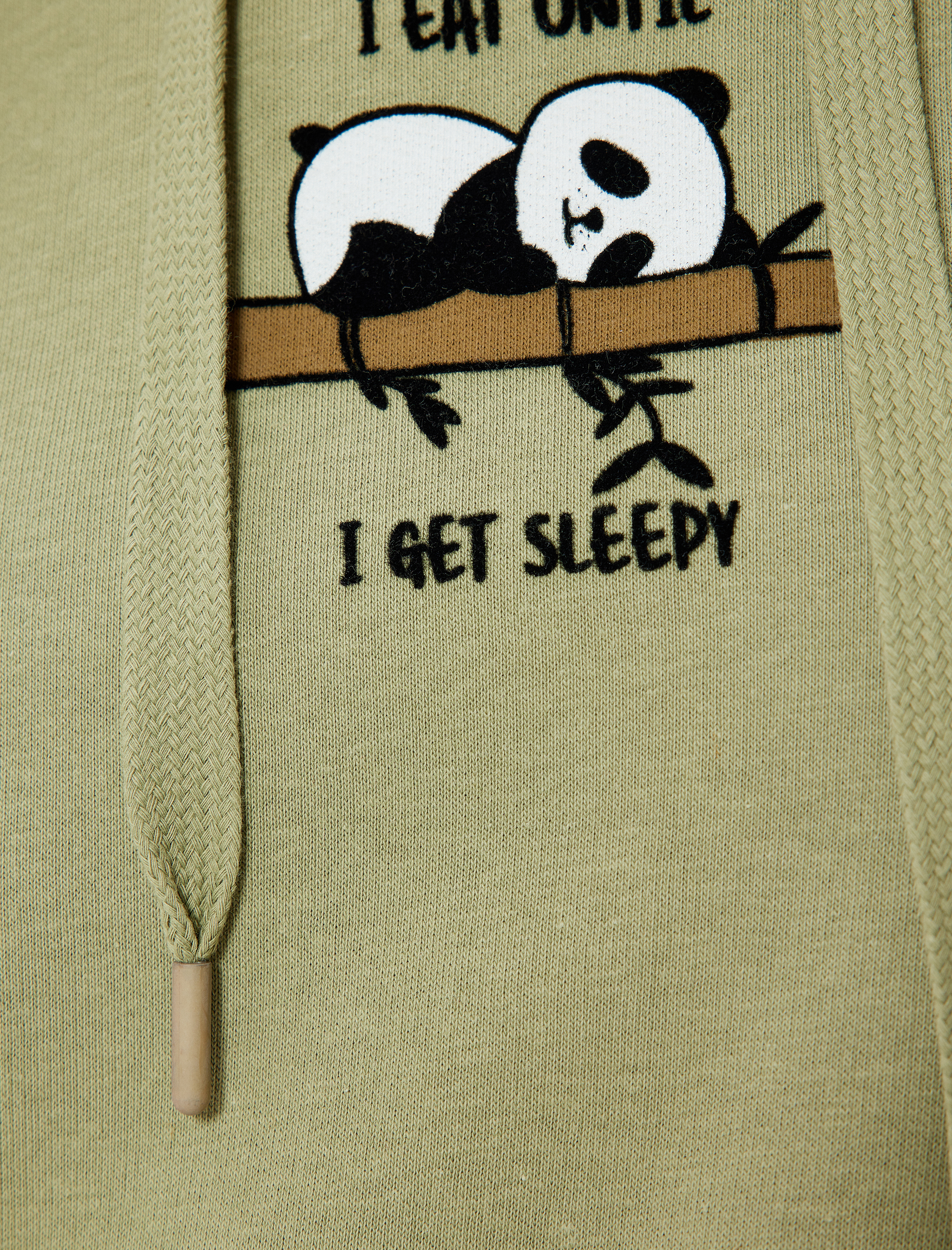   Şardonlu Oversize Kapüşonlu Sweatshirt Panda İşlemeli Kanguru Cepli