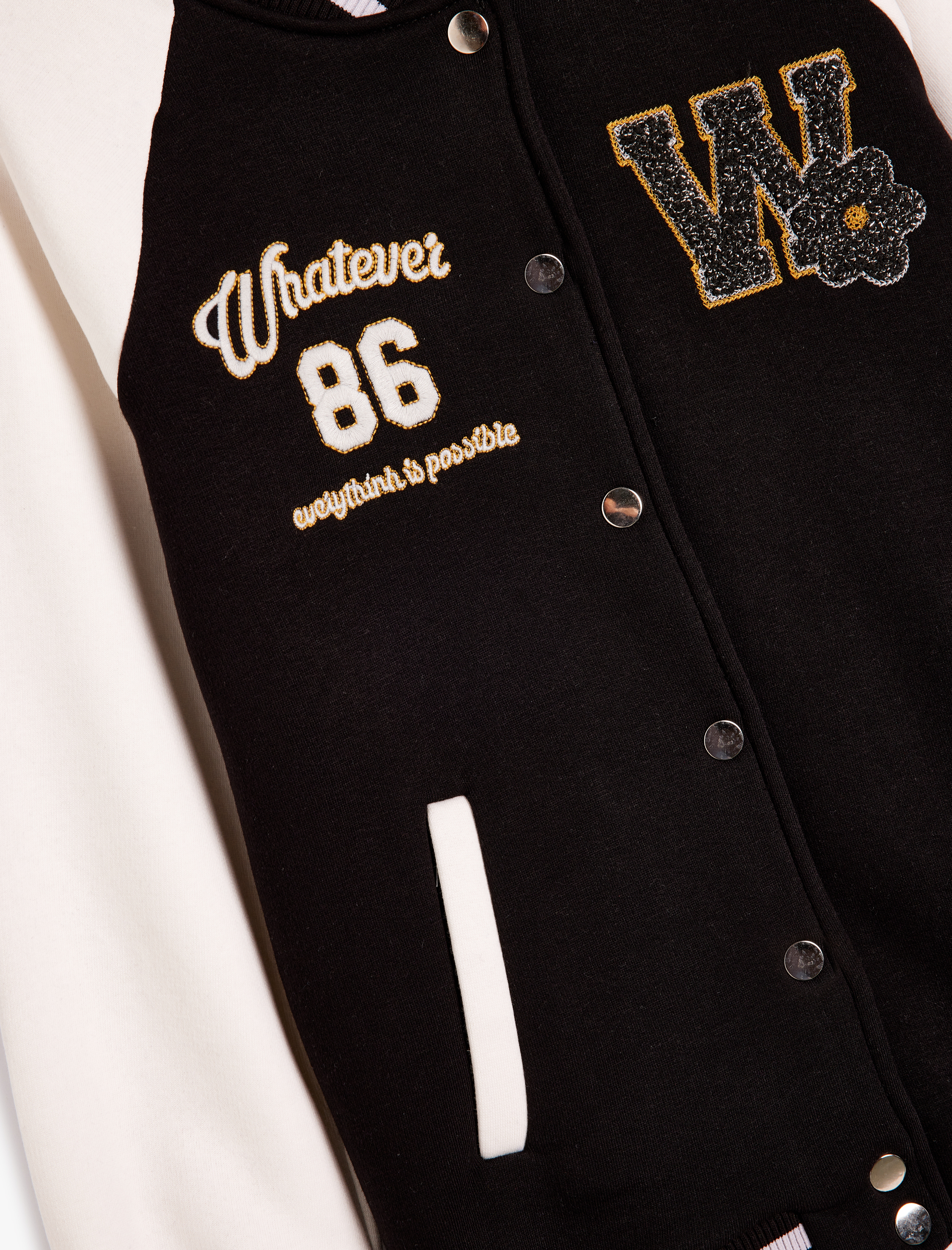  Kız Çocuk Kolej Ceket Aplike Detaylı Uzun Kollu Renk Bloklu Çıtçıt Kapamalı Şardonlu