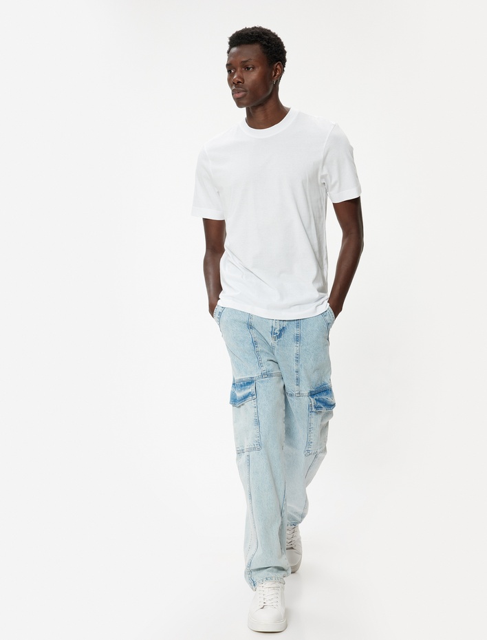  Basic Tişört Regular Fit Kısa Kollu Bisiklet Yaka Pamuklu