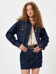 Oversize Kot Ceket Cep Detaylı Klasik Yaka Düğmeli