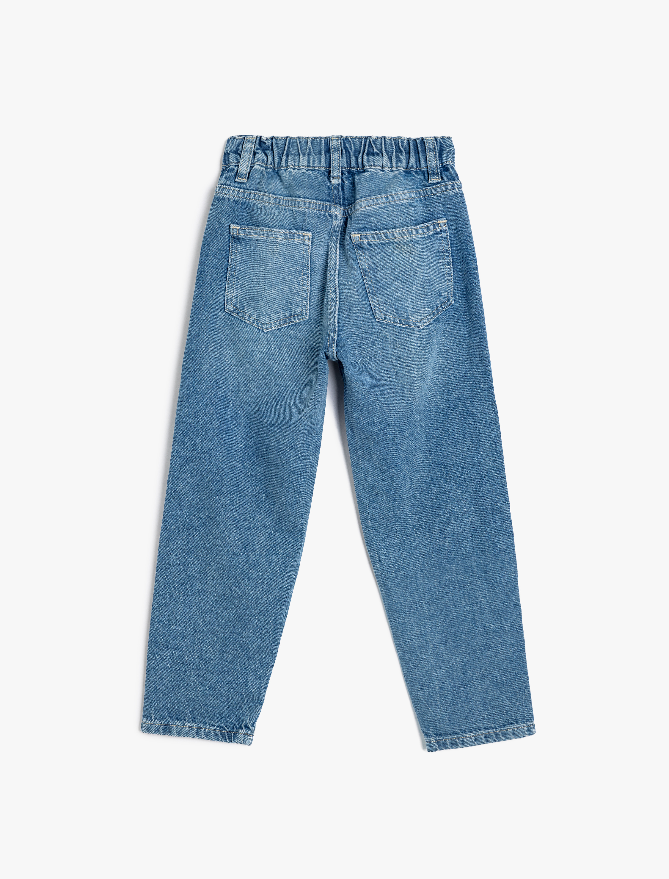  Erkek Çocuk Kot Pantolon Pamuklu Cepli Beli Lastikli