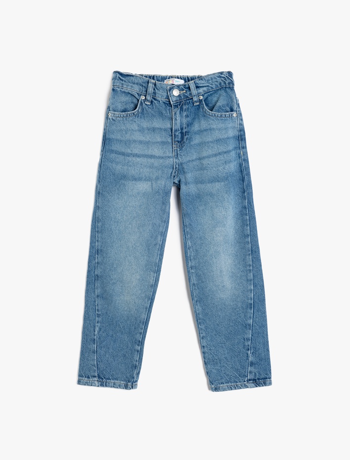 Erkek Çocuk Kot Pantolon Pamuklu Cepli Beli Lastikli