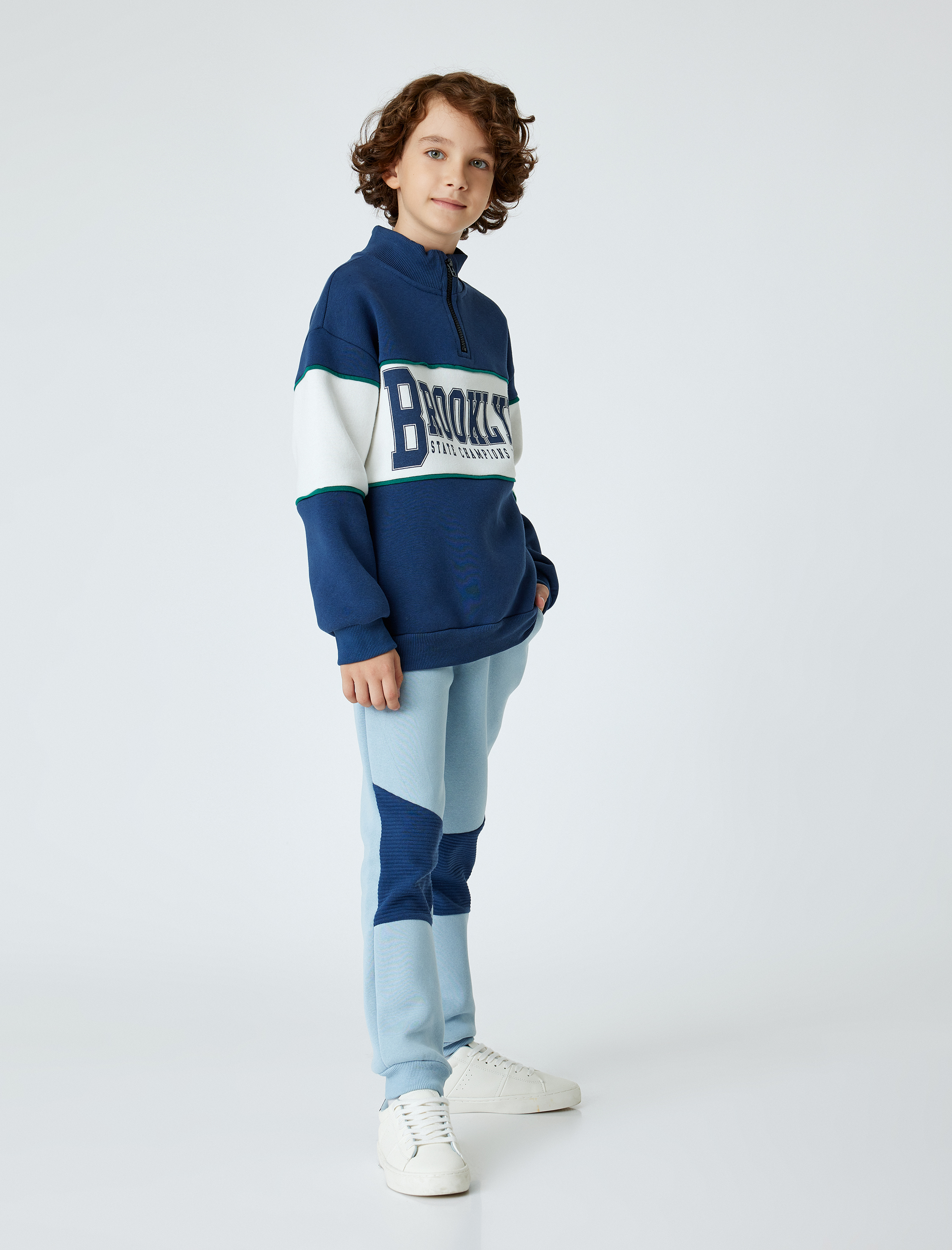  Erkek Çocuk Jogger Eşofman Altı Renk Bloklu Şardonlu