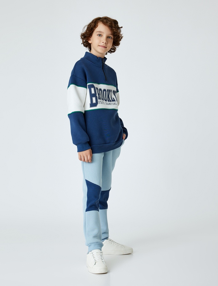 Erkek Çocuk Jogger Eşofman Altı Renk Bloklu Şardonlu