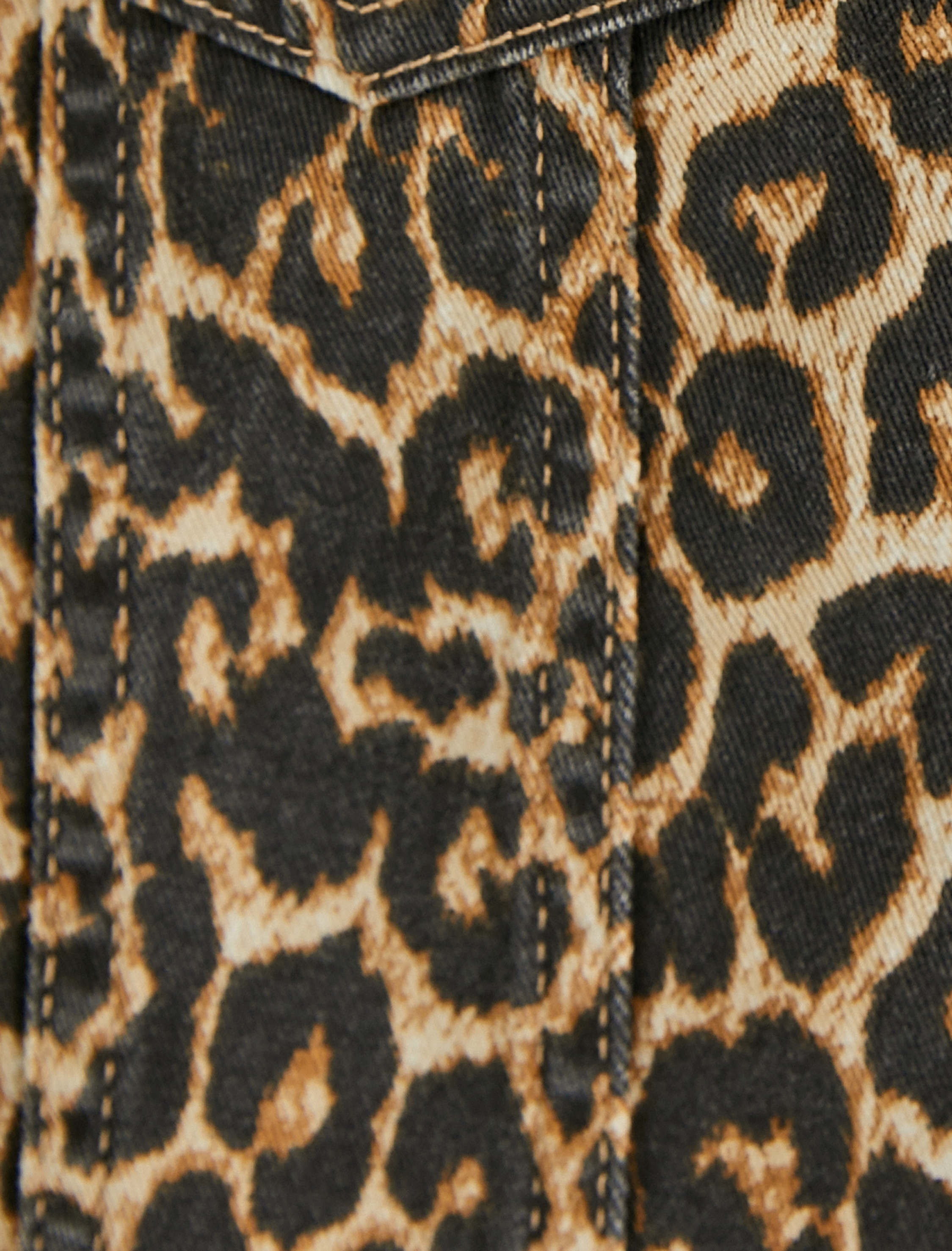   Leopar Ceket Düğmeli Cep Detaylı Klasik Yaka