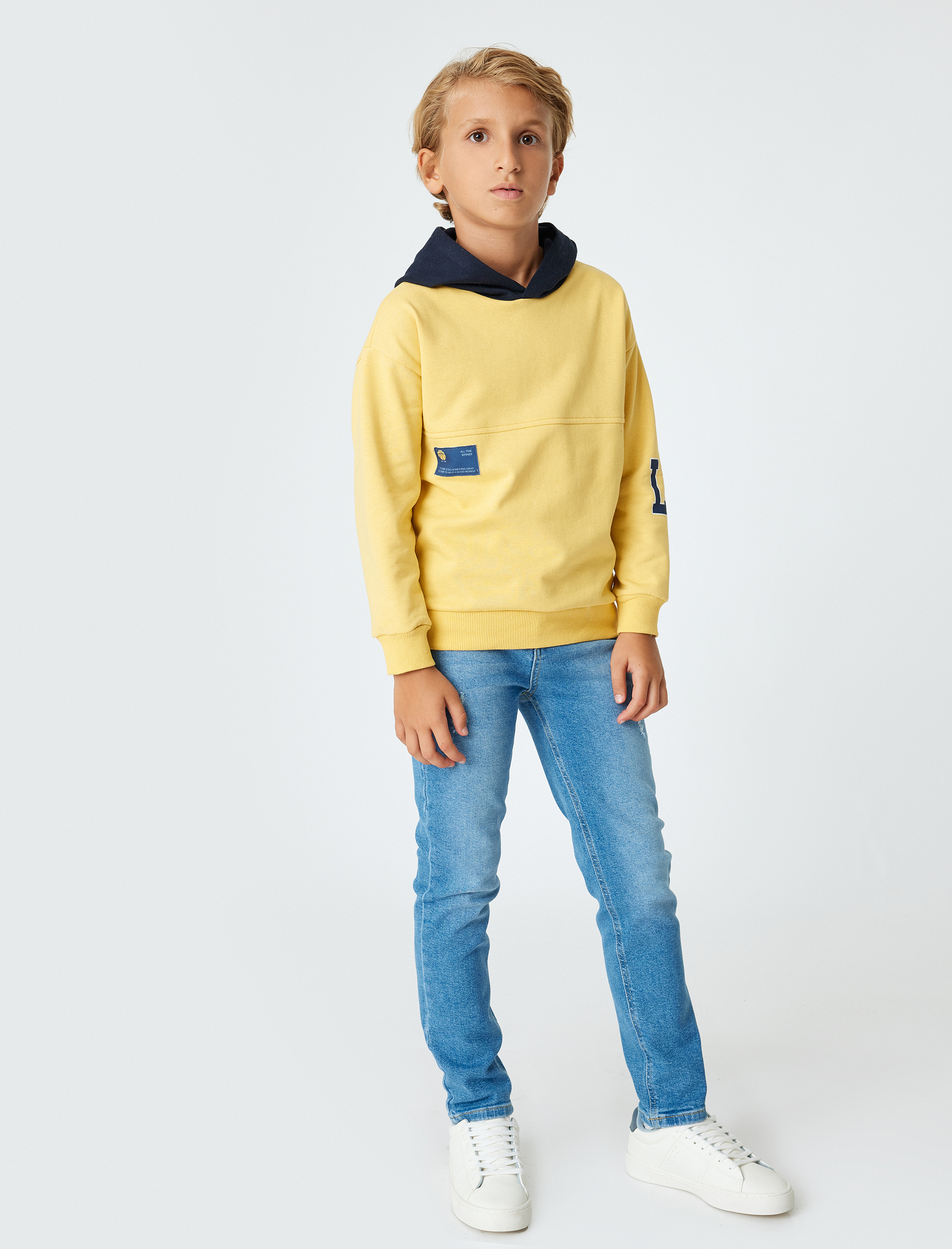  Erkek Çocuk Kot Pantolon Ayarlanabilir Lastikli Pamuklu - Slim Jean