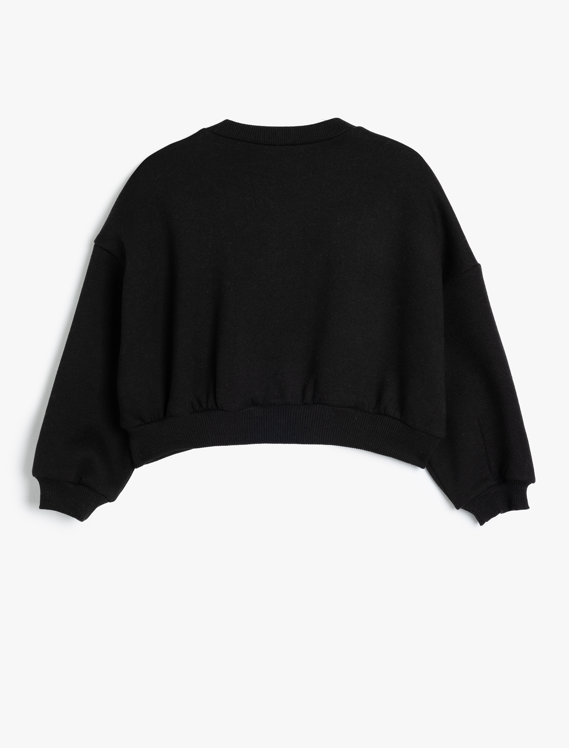  Kız Çocuk Crop Sweatshirt Kelebek Baskılı Uzun Kollu Bisiklet Yaka