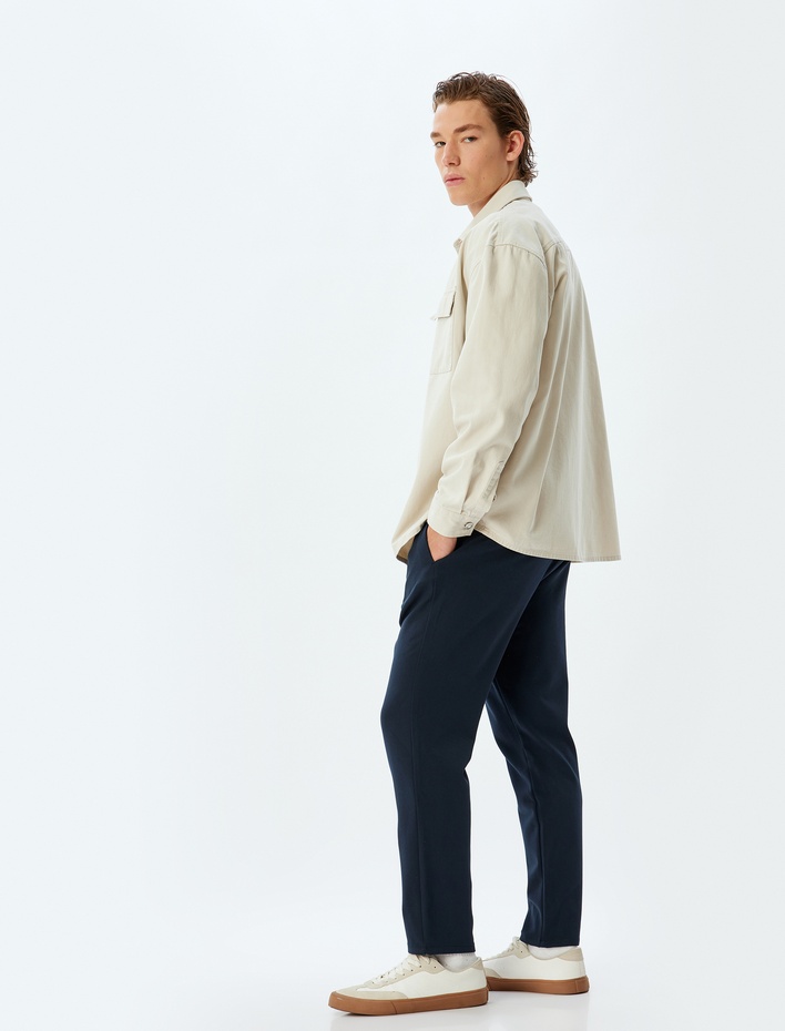  Kumaş Pantolon Beli Bağcıklı Cep Detaylı