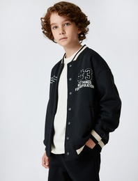 Kolej Ceket Aplike Detaylı Cepli Yuvarlak Yaka Şardonlu