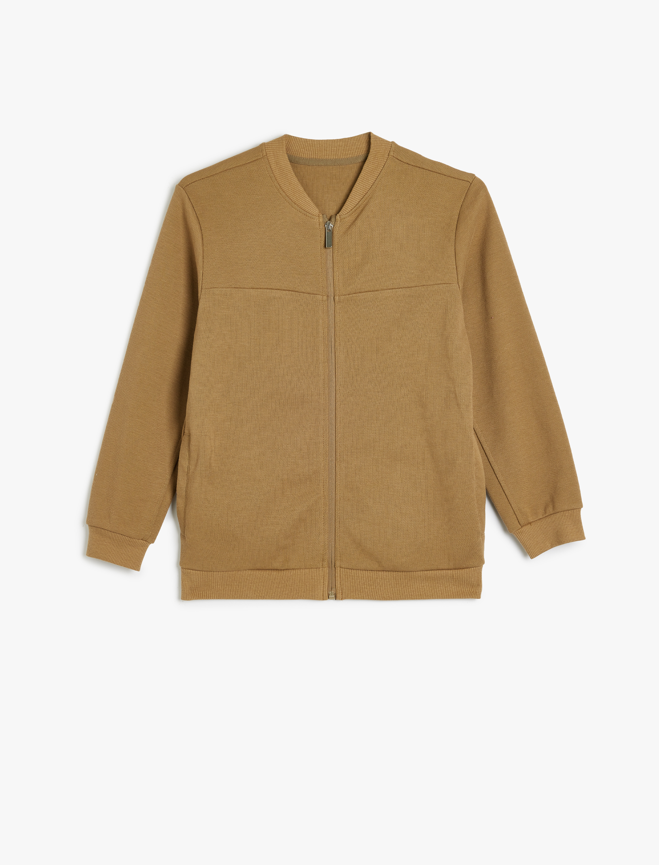  Erkek Çocuk Yuvarlak Yaka Fermuar Kapamalı Pamuklu Ceket