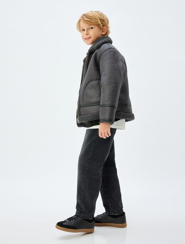 Erkek Çocuk Kot Pantolon Pamuklu Cepli Beli Lastikli