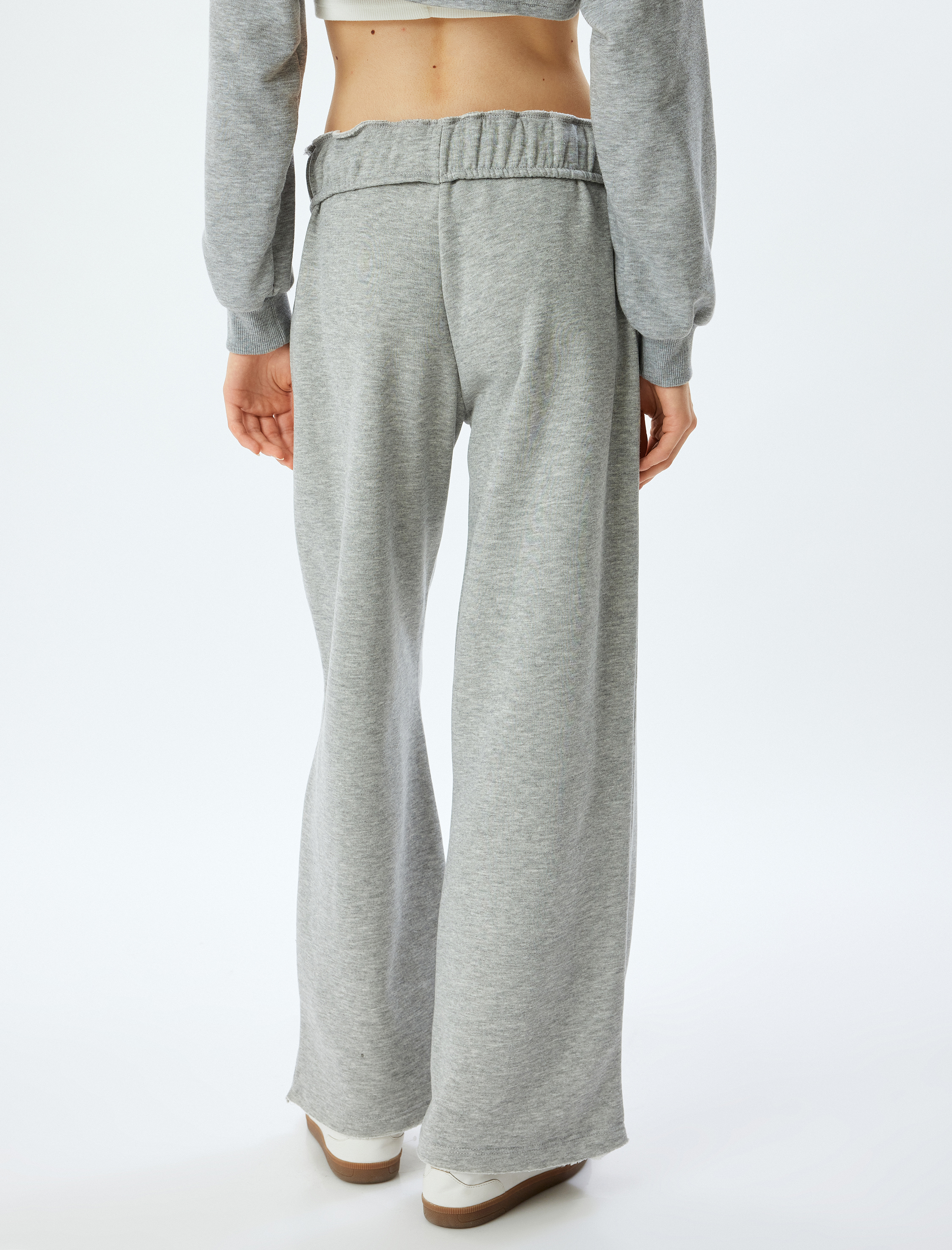   Şardonlu Bol Paça Eşofman Altı Oversize Beli Bağcıklı Cepli