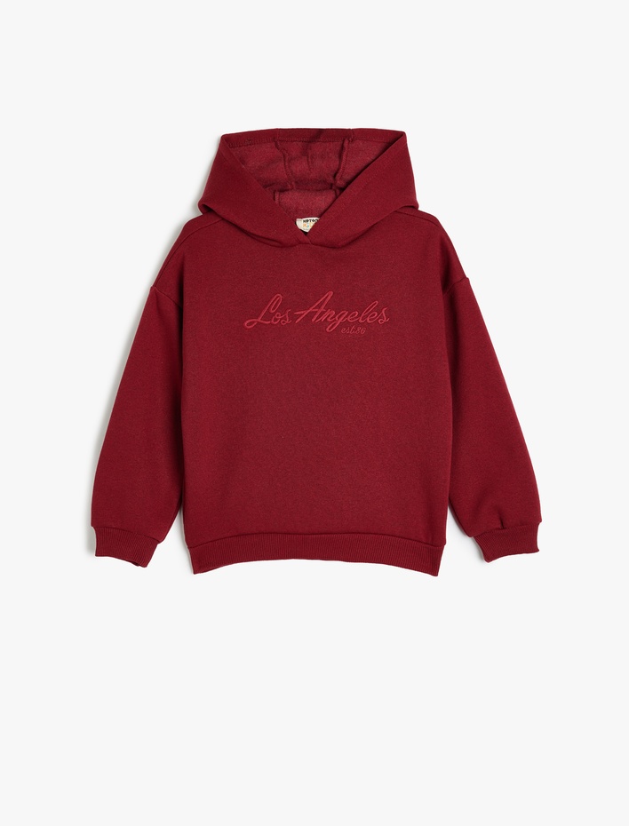 Kız Çocuk Kapşonlu Sweatshirt Baskılı Uzun Kollu Üç İplik