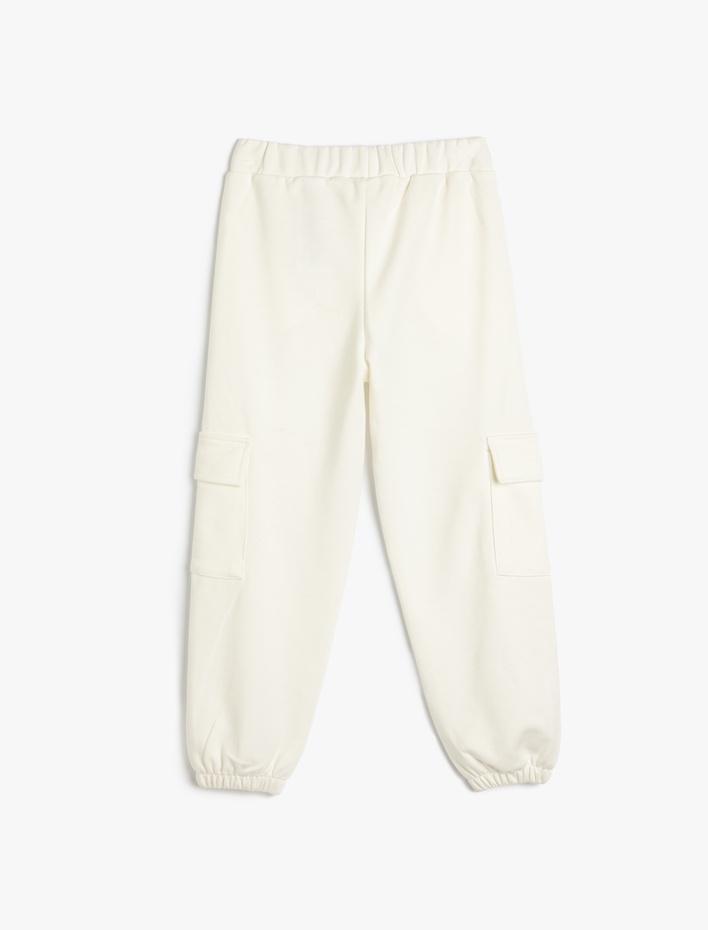 Kız Çocuk Kargo Jogger Eşofman Altı Cepli Beli Lastikli Viskon Karışımlı