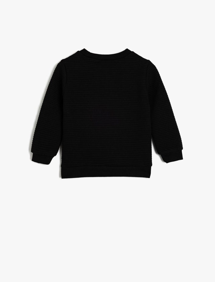 Erkek Bebek Pamuklu Bisiklet Yaka Uzun Kollu Basic Sweatshirt