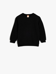 Pamuklu Bisiklet Yaka Uzun Kollu Basic Sweatshirt